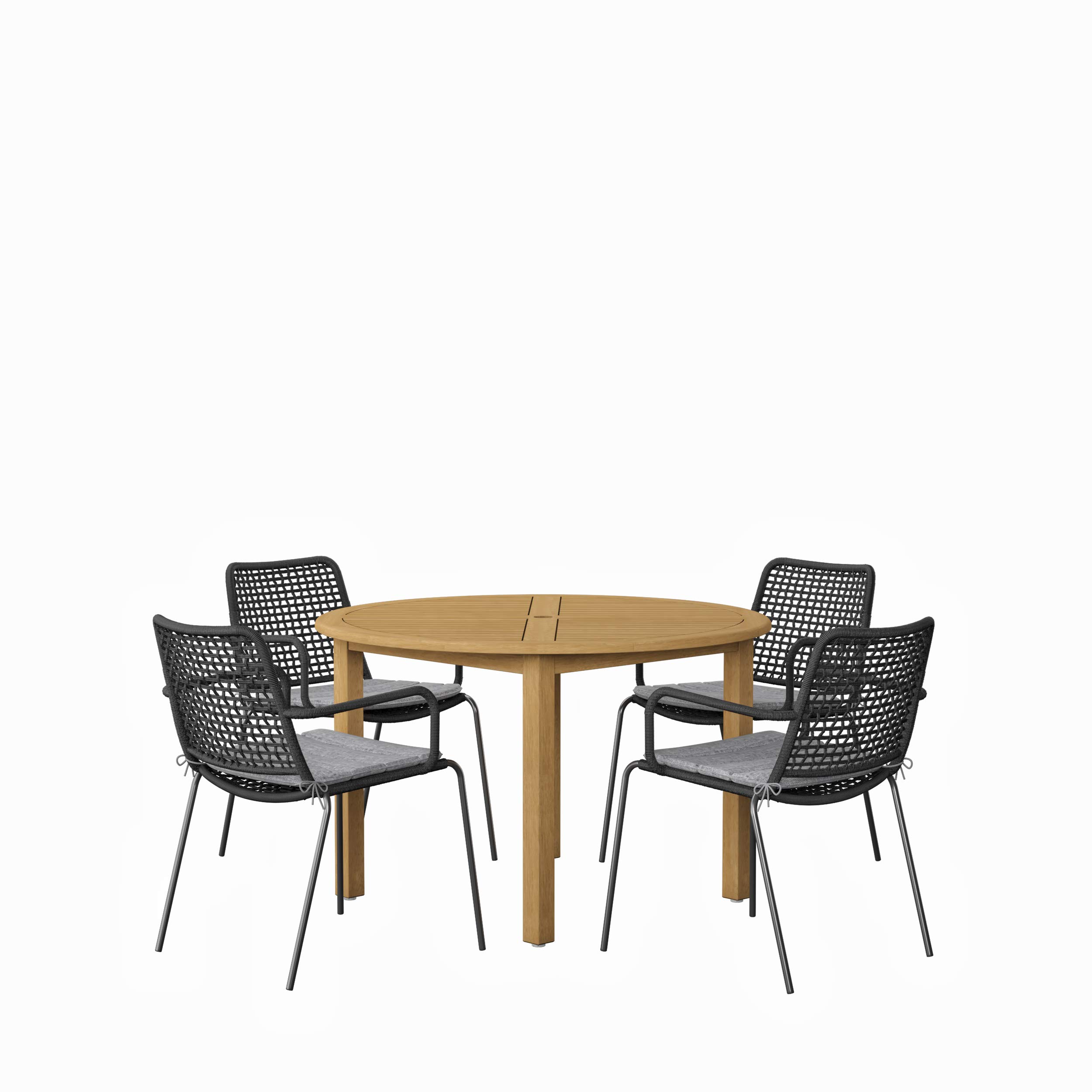 Amazonia Rockford 5-Piece Outdoor Dining Set with Rectangular Table & Chairs | Durable Teak Finish | Perfect for Patio, Garden, Backyard & Indoor Use | Weather-Resistant Outdoor Furniture for Entertaining