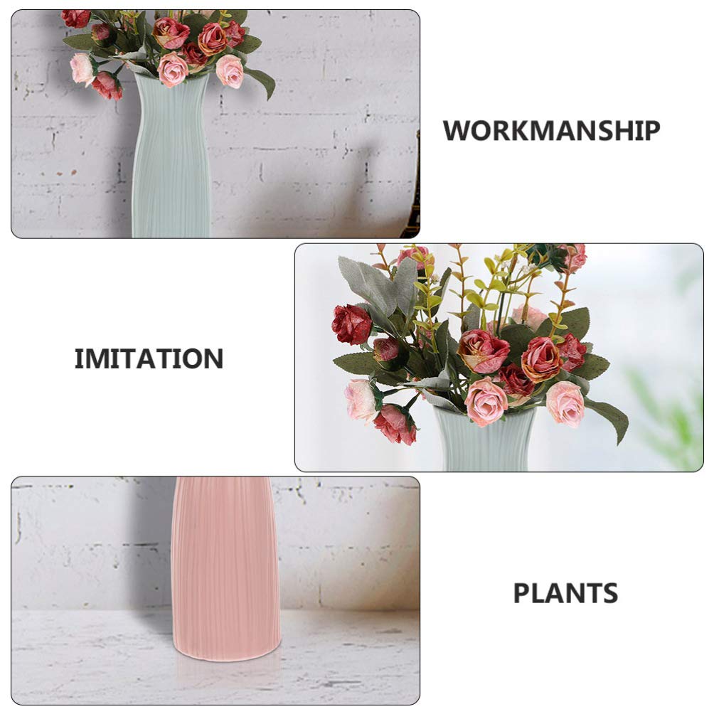 DOITOOL 2-Pack Plastic Flower Vases - Imitation Ceramic Nordic Style Home Decor for Floral Arrangements, Table Centerpiece, Wedding & Living Room Decor (White)