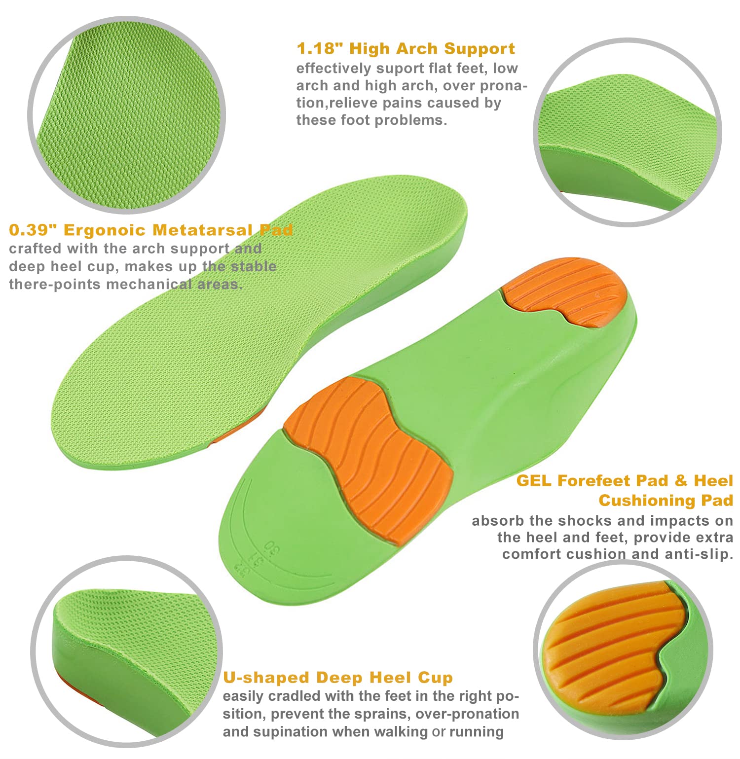 **Orthotic Shoe Insoles for Kids – Arch Support Inserts for Flat Feet, PU Cushion Sole Replacement – Ideal for Active Boys, Sports & School Comfort**