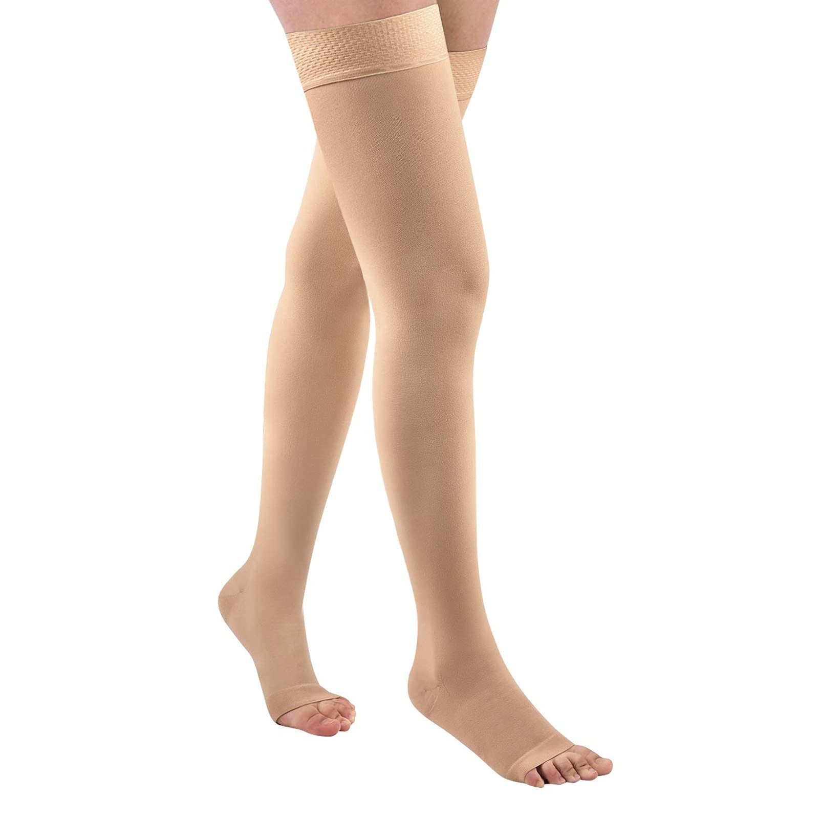 20-32 mmHg Thigh High Compression Stockings for Women & Men - Toeless Medical Socks with Silicone Grip Band - Improve Circulation for Travel, Pregnancy & Varicose Veins Relief