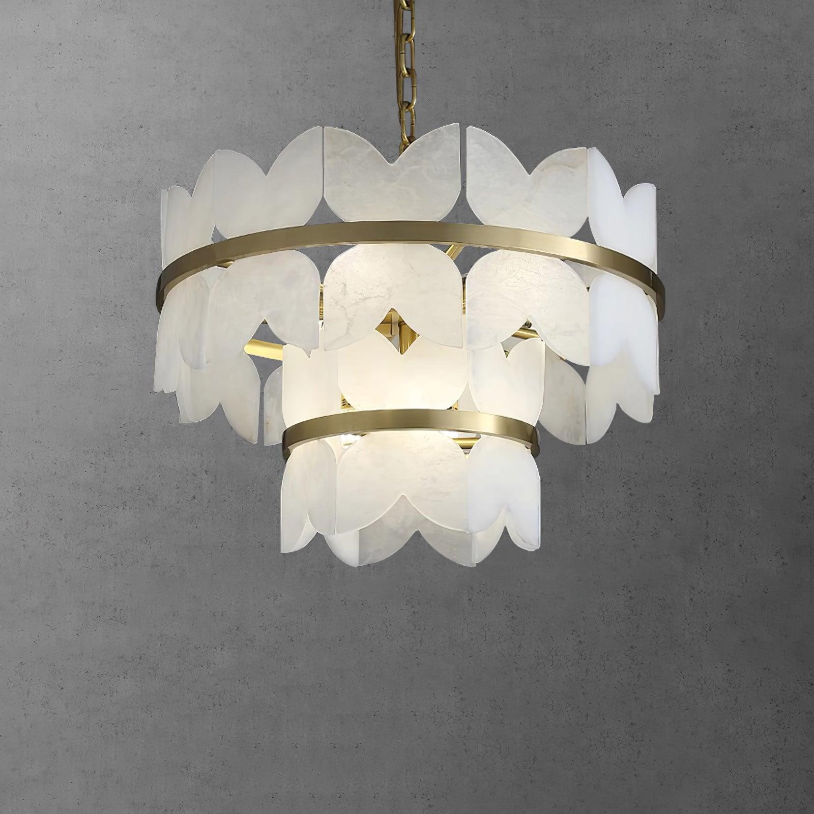 Elegant Alabaster Cloudscape Chandelier - Modern Crystal Ceiling Light Fixture for Dining Room, Bedroom & Living Room Decor