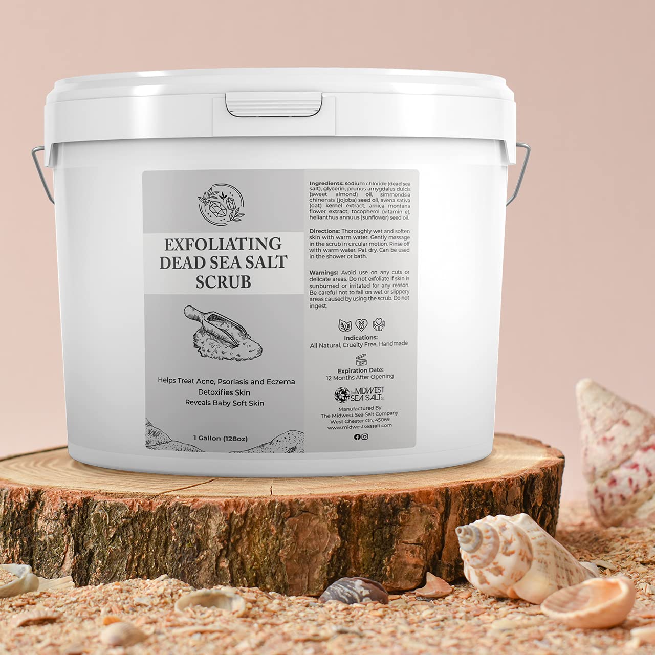 Exfoliating Dead Sea Salt Scrub with Rose Absolute - 128oz Large Size - Natural Body Scrub for Dry Skin & Cellulite Reduction - Perfect for Spa Day, Home Relaxation & Gift Giving