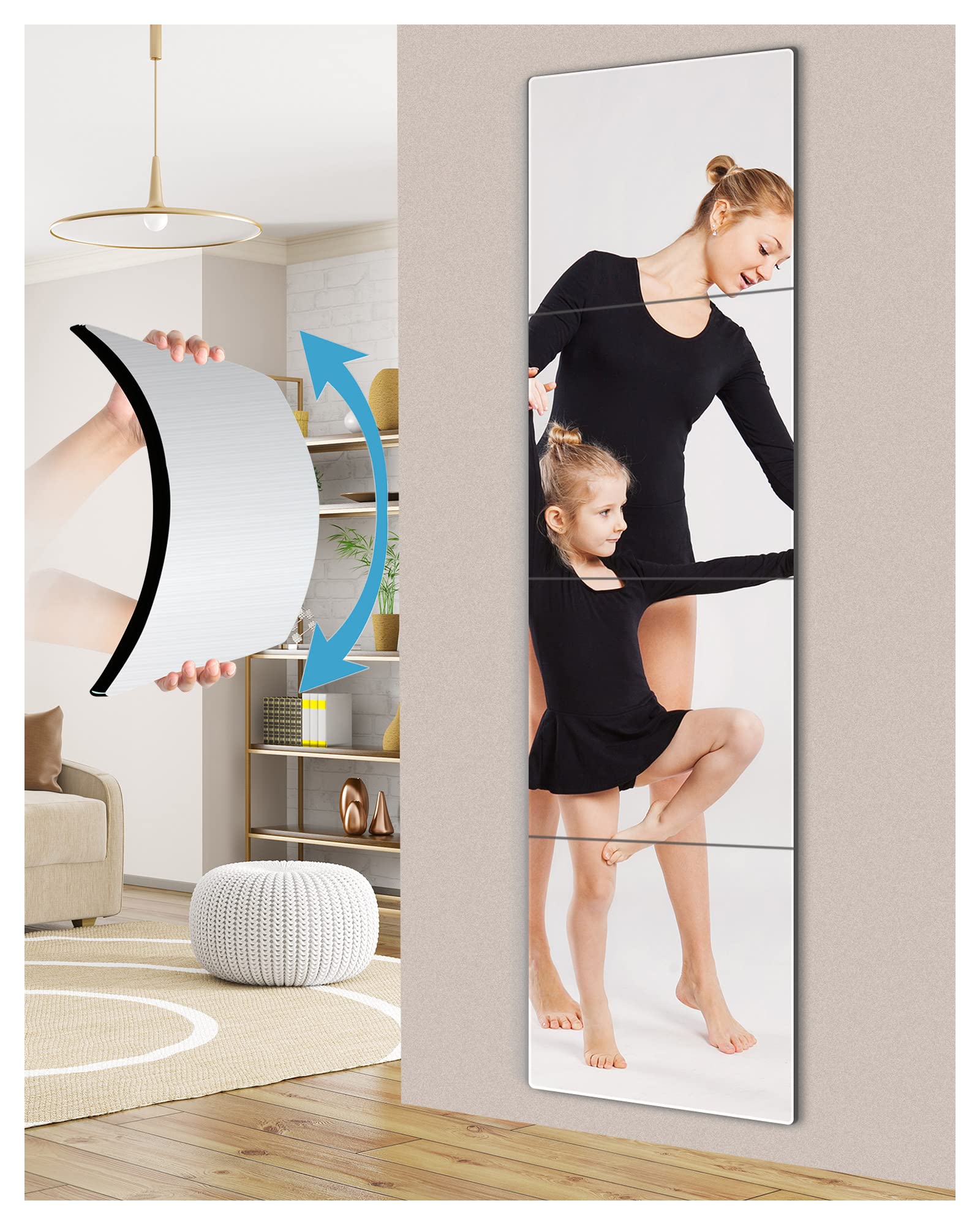 Unbreakable Full Length Wall Mirror Tiles - Shatterproof 10