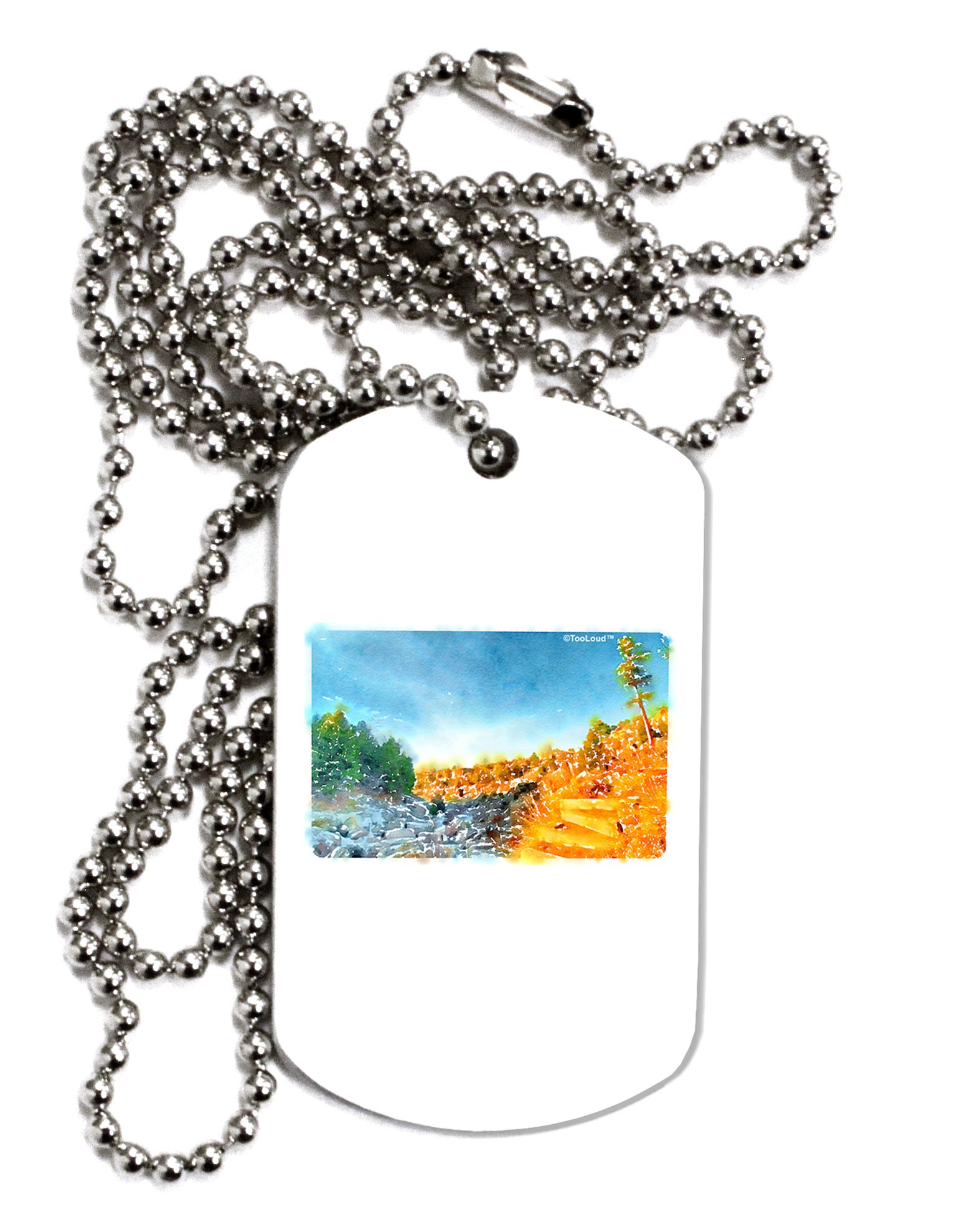 TOOLOUD Castlewood Canyon Watercolor Dog Tag Necklace for Men & Women - Personalized Pet Memorial Jewelry Gift for Dog Lovers - Perfect for Pet Loss Remembrance, Memorial Day & Special Occasions