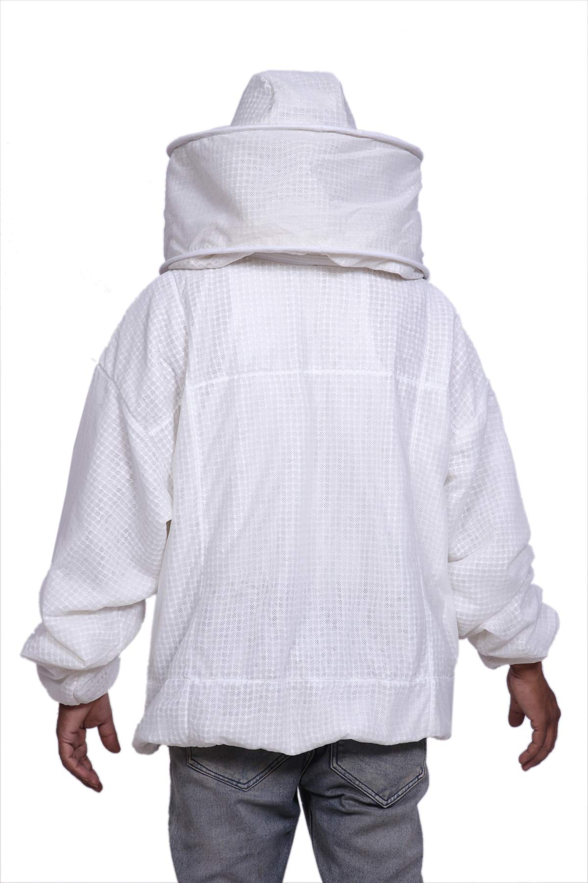 3-Layer Mesh Ventilated Beekeeping Jacket with Round Hood - Ultra Breathable Beekeeper Suit for Hot Weather Beekeeping & Honey Harvesting (Size L)