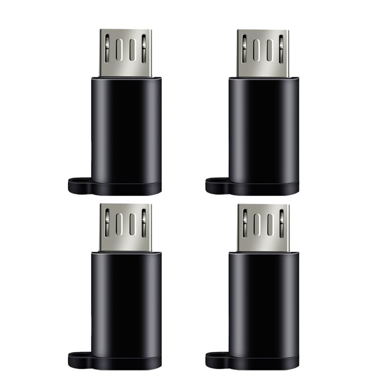 Accessonico Micro USB to USB C Adapter (4-Pack) - USB C Female to Micro USB Male Converter - Fast Charging & Data Sync for Smartphones, Tablets, Cameras & More - Perfect for Travel, Home & Office Use - Black