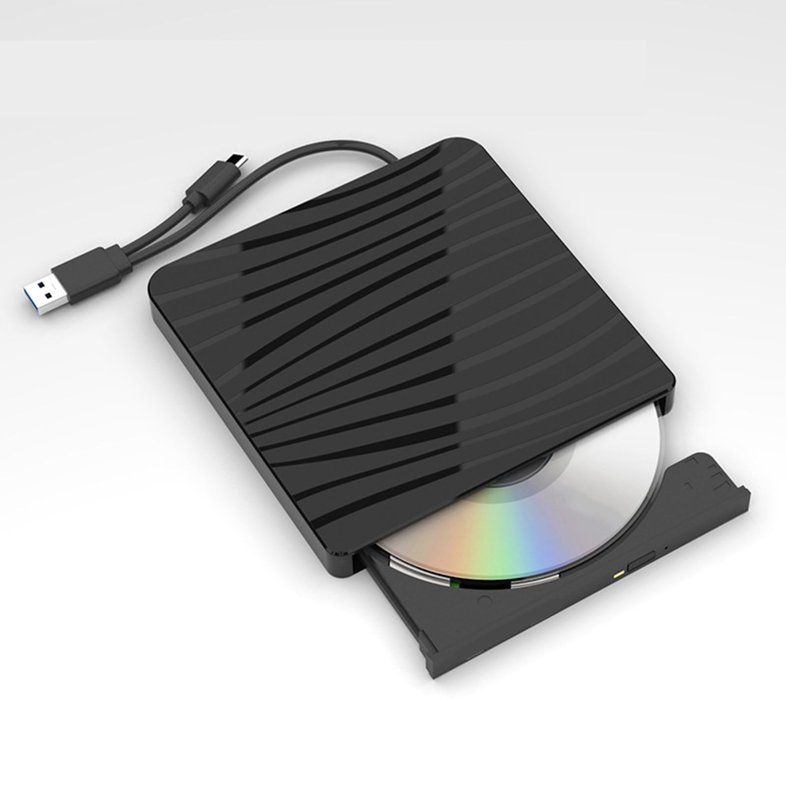GMBYLBY External DVD Drive USB 3.0 & USB-C Portable CD/DVD Burner Writer for Laptop - Fast Speed Disc Reader for Movies, Games, Software Installation and Data Backup