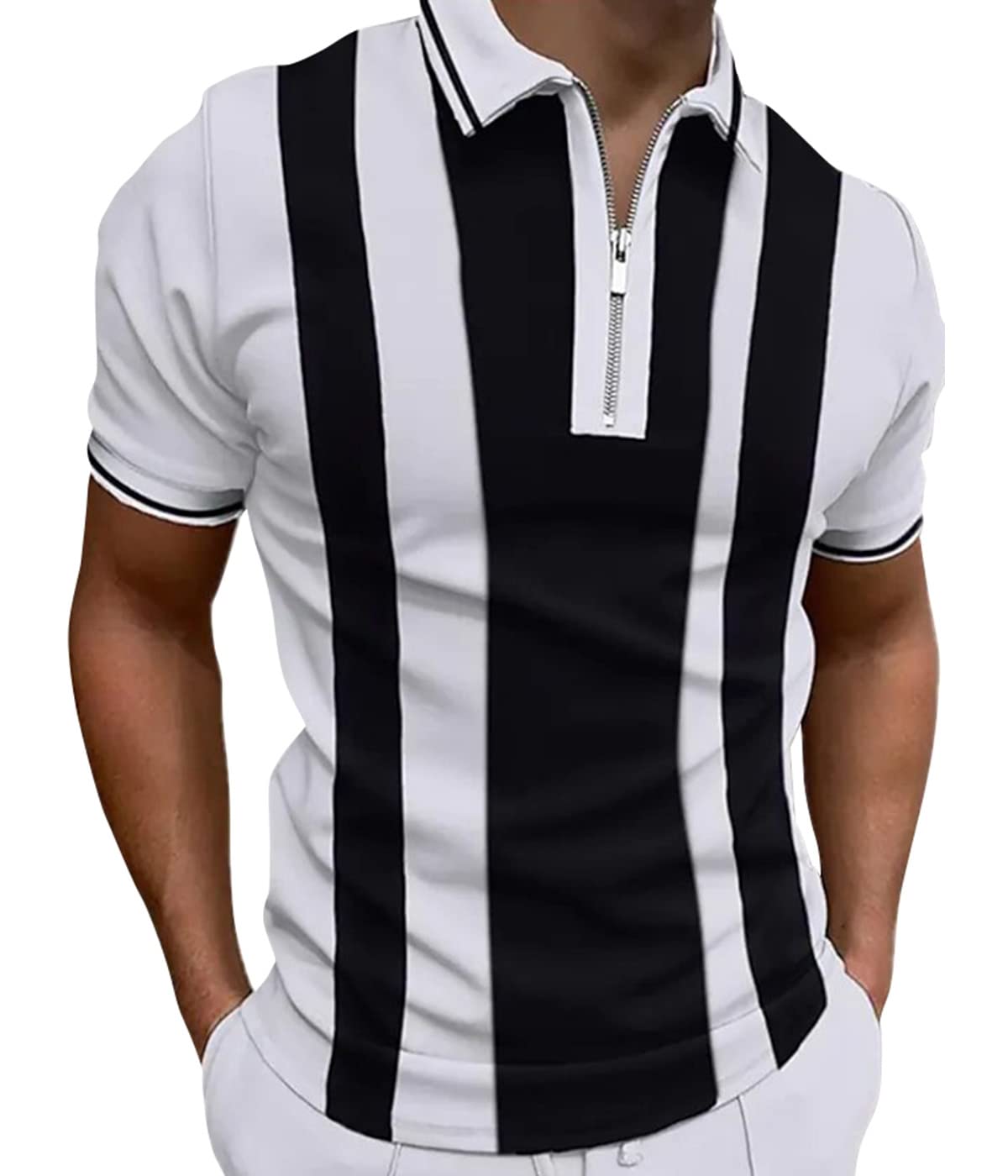 Men's Classic Fit Zipper Polo Shirts - Short Sleeve Casual Summer Golf Shirt | Breathable & Comfortable for Golf, Office & Outdoor Activities