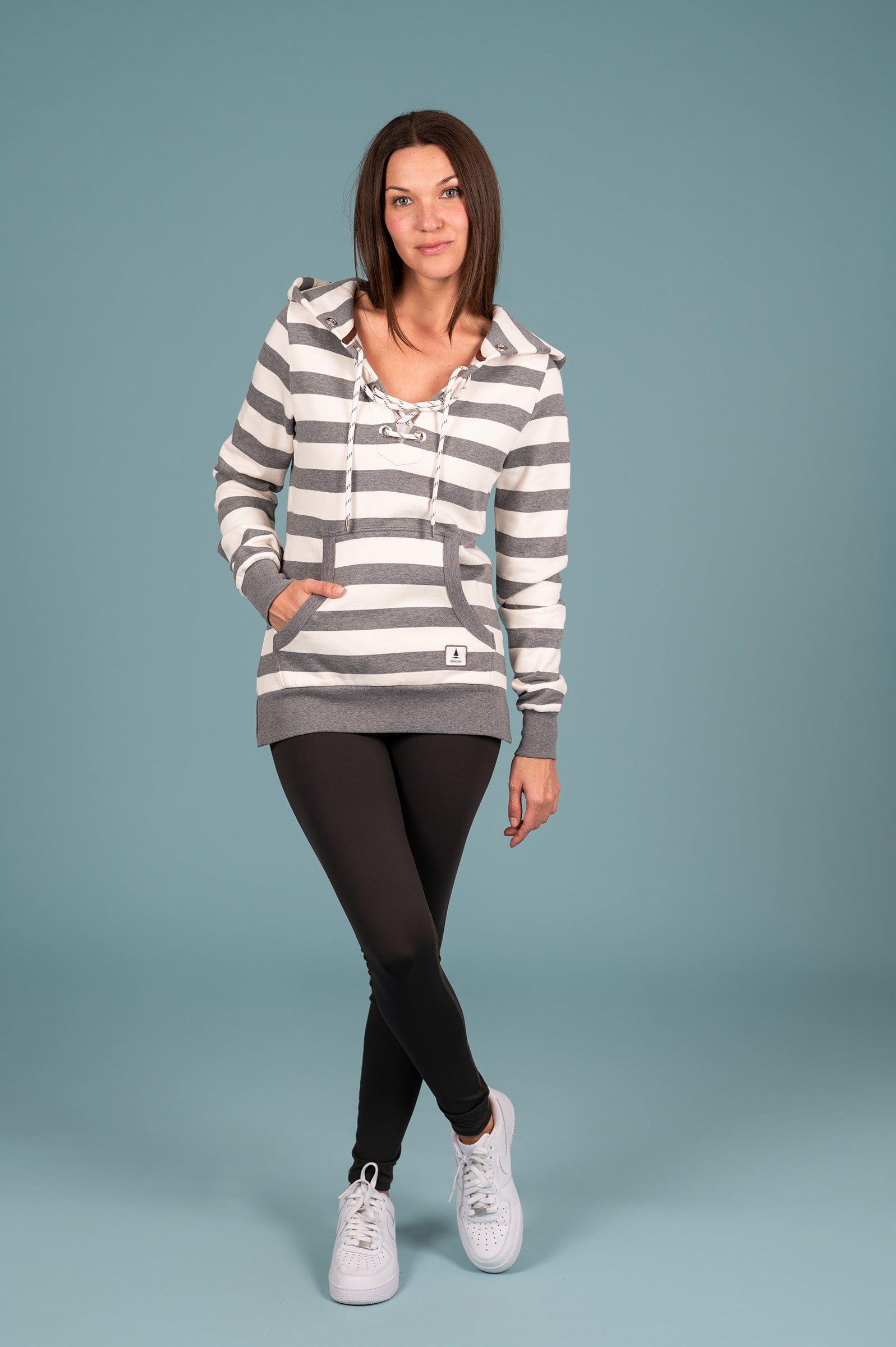 Shelby Striped Hoodie for Men & Women - Light Heather Grey Pullover Sweatshirt | Cozy Casual Wear for Fall & Winter, Gym, and Outdoor Activities