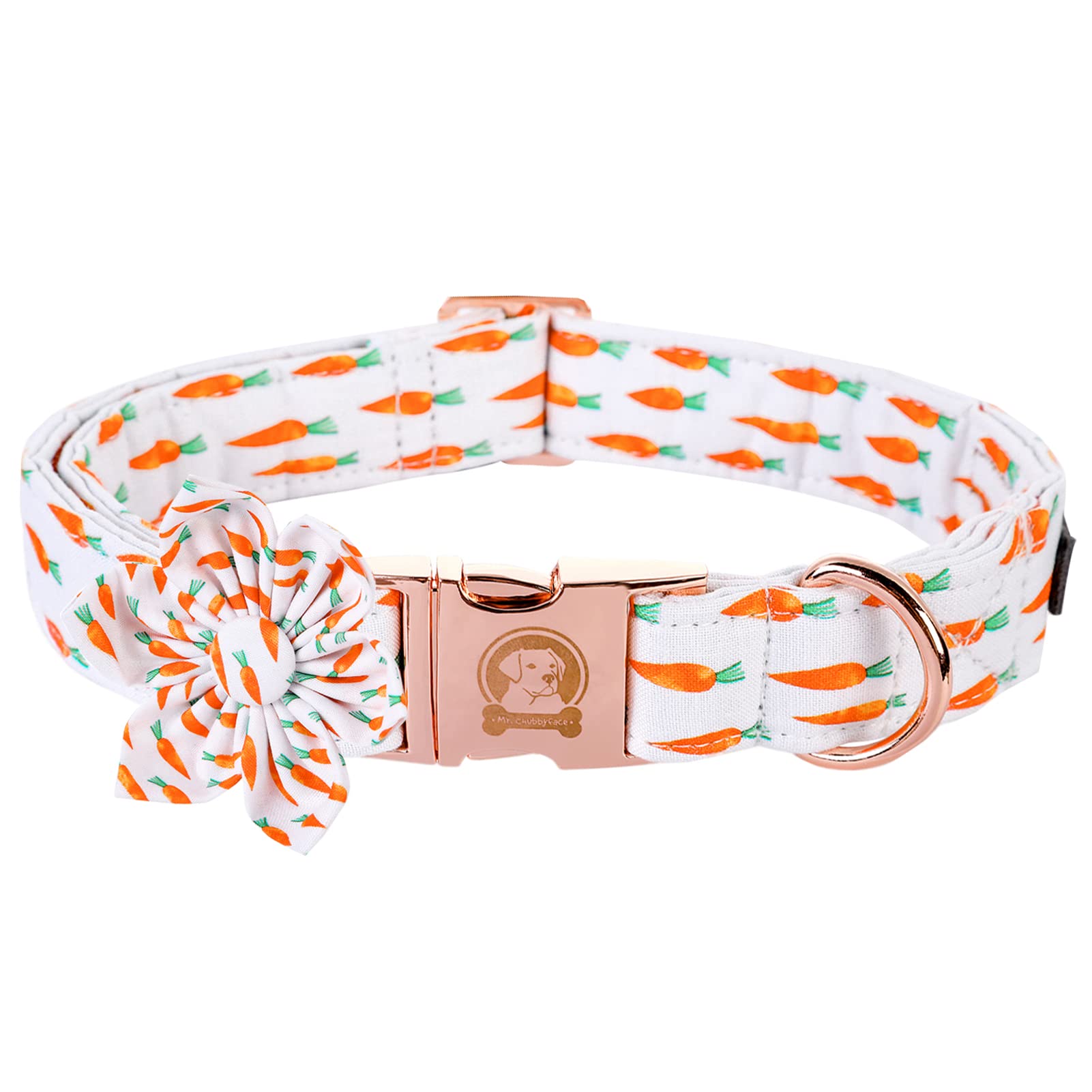 MR. CHUBBYFACE Easter Dog Collar - Cute Carrot Design with Bowtie & Flower for Small, Medium & Large Dogs | Perfect for Easter Photos, Spring Walks & Pet Costume Parties