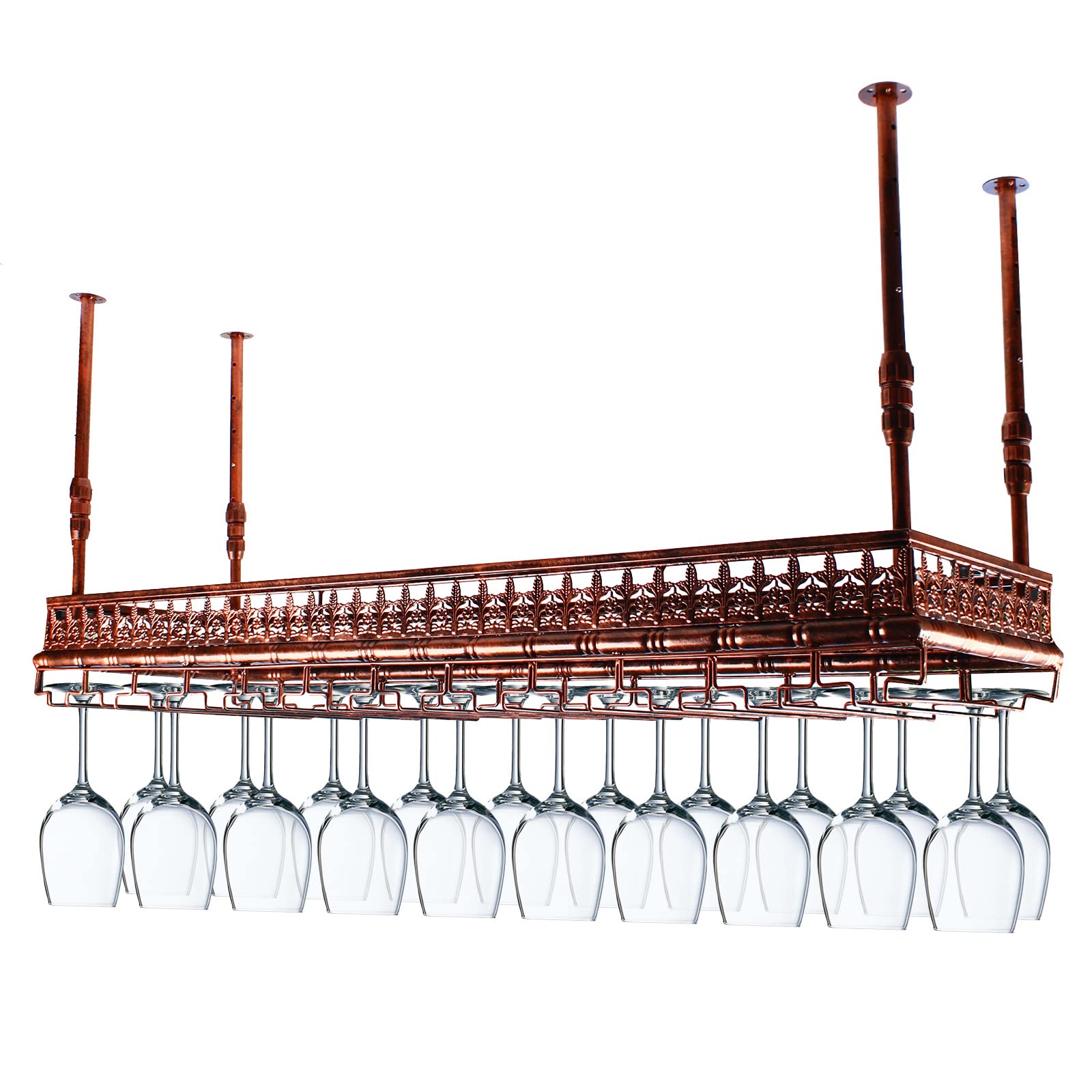Vintage Industrial Metal Wine Rack & Stemware Holder - Multi-Functional Hanging Wine Glass Organizer for Home Bar, Kitchen, Dining Room | Perfect for Wine Storage & Display in Restaurants, Bars & Entertaining Spaces