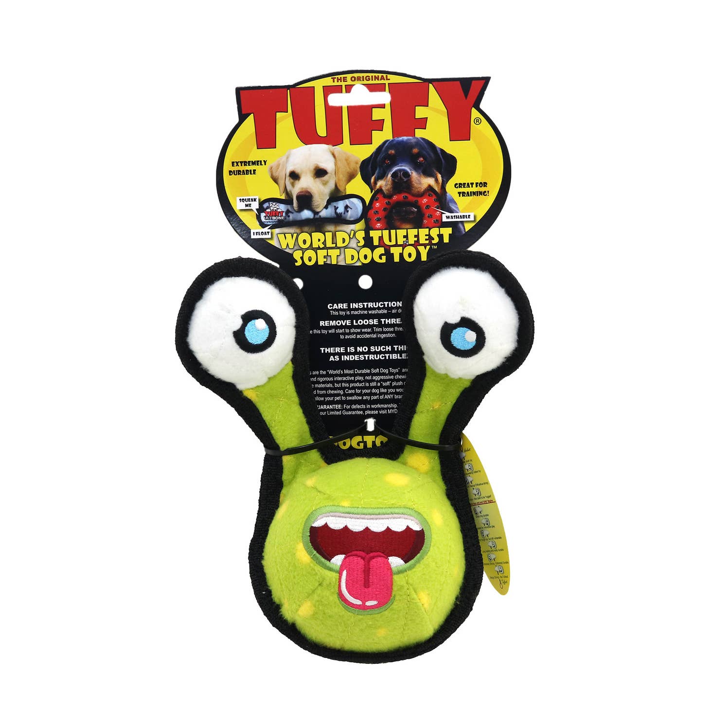 Tuffy Alien Ball Green 2-Eye Dog Toy - Durable Chew-Proof Fetch Toy for Aggressive Chewers - Perfect for Outdoor Play, Training & Interactive Fun with Pets