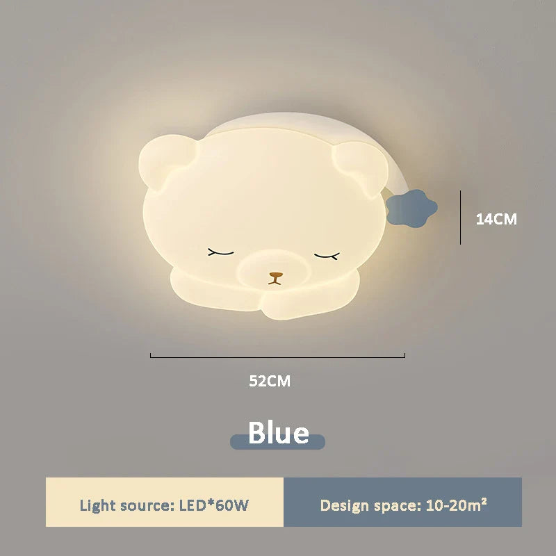 Bear Sleeping in Moon LED Ceiling Light - Cute Night Light for Kids Bedroom & Nursery - Perfect for Bedtime Stories & Relaxing Ambience