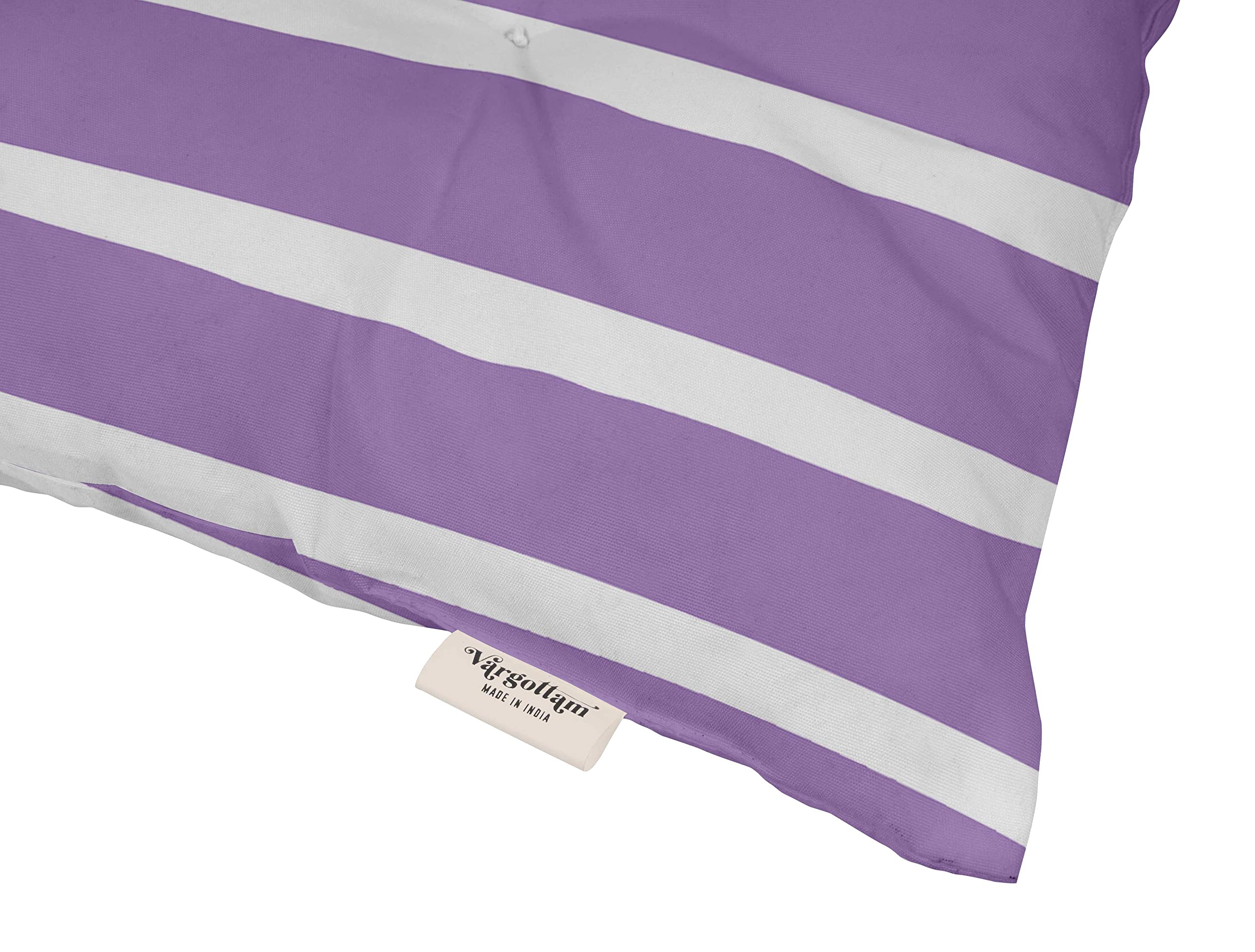Waterproof 19-Inch Purple Striped Tufted Square Patio Cushion Set of 2 - Indoor/Outdoor Furniture Seat Cushions for Garden, Deck, Poolside & Balcony Use