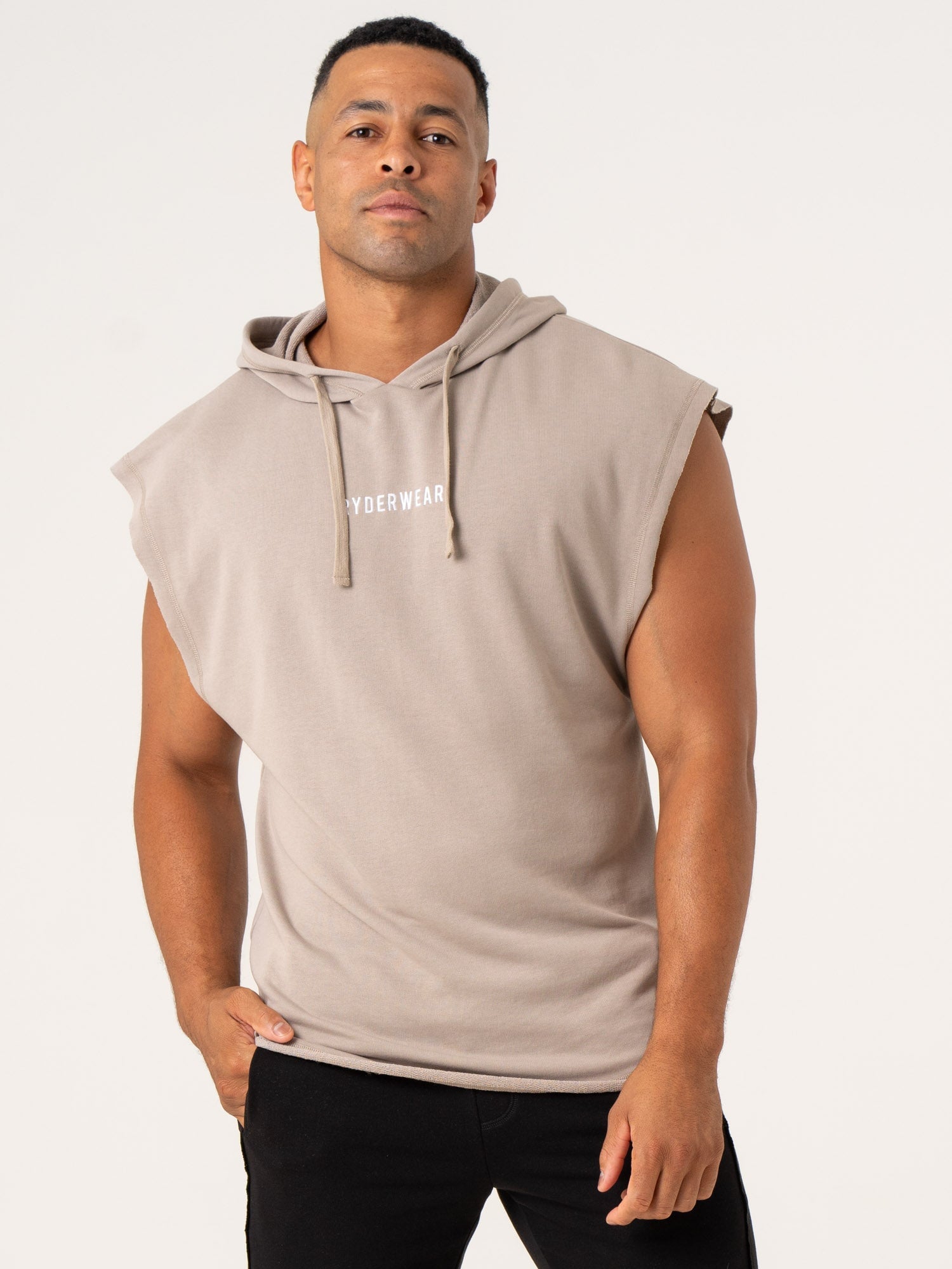 Pursuit Fleece Sleeveless Hoodie for Women - Lightweight Taupe Zip-Up Vest for Running, Gym & Outdoor Activities
