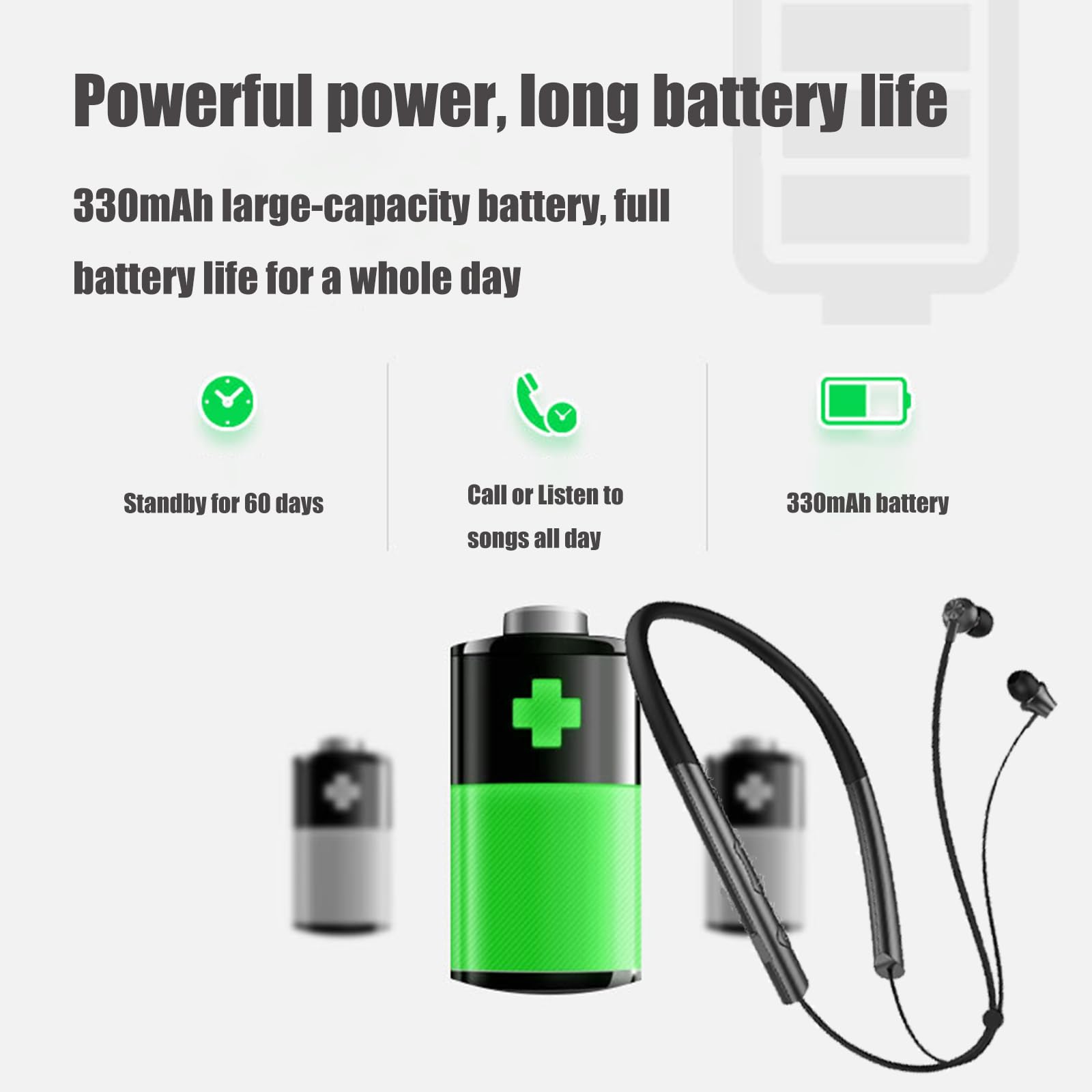 Wireless Bluetooth Headphones with Mic - Noise Cancelling Neckband Earbuds, 400H Playtime for Running, Gym, Workout & Music | Perfect for Sports, Travel & Office Use