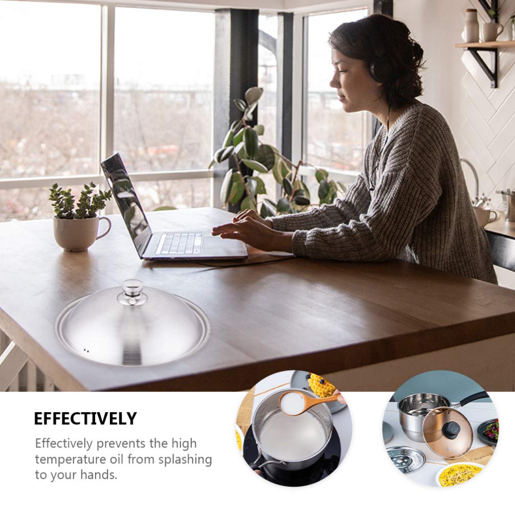 Universal Stainless Steel Pot Lid Cover - Hemoton Dome Kitchen Pan Cover for Frying Pans, Woks & Hot Pots | Durable Replacement Lid for Cooking, Steaming & Basting