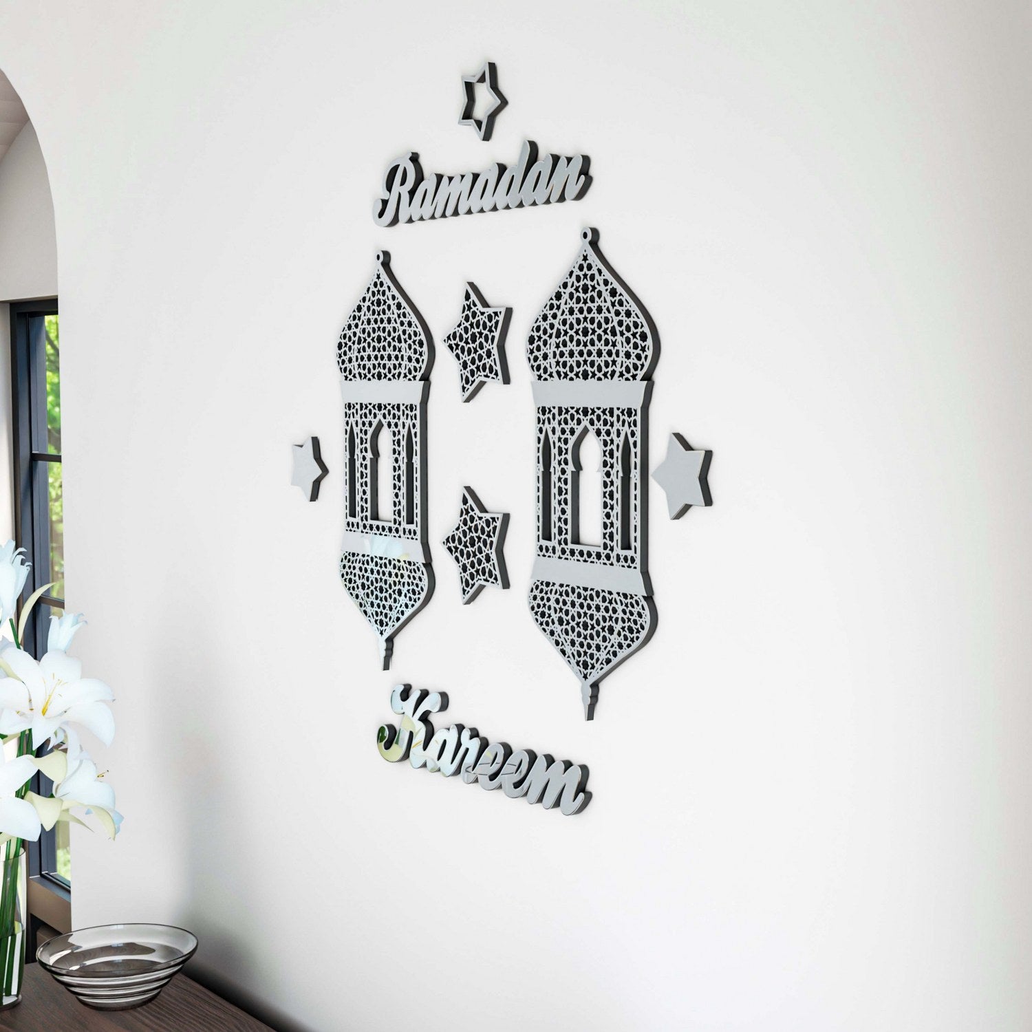 Ramadan Kareem Islamic Gift - Handcrafted Wooden Wall Art Decor for Muslim Home, Mosque & Office - Perfect for Eid Celebration & Islamic Home Decoration