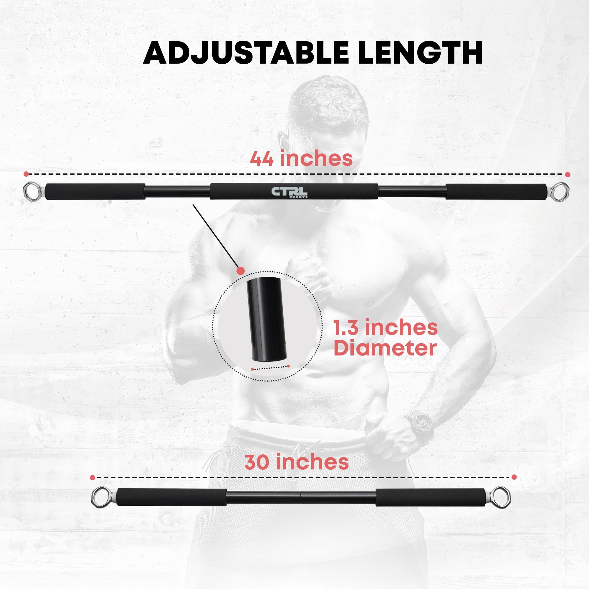 Premium Adjustable Resistance Band Bar for Full-Body Workout - Squats, Biceps, Triceps, Shoulders & Back Training - 3-Piece Steel Pilates Bar for Home Gym & Travel Fitness - Perfect for Strength Training, Physical Therapy & Portable Exercise Routines