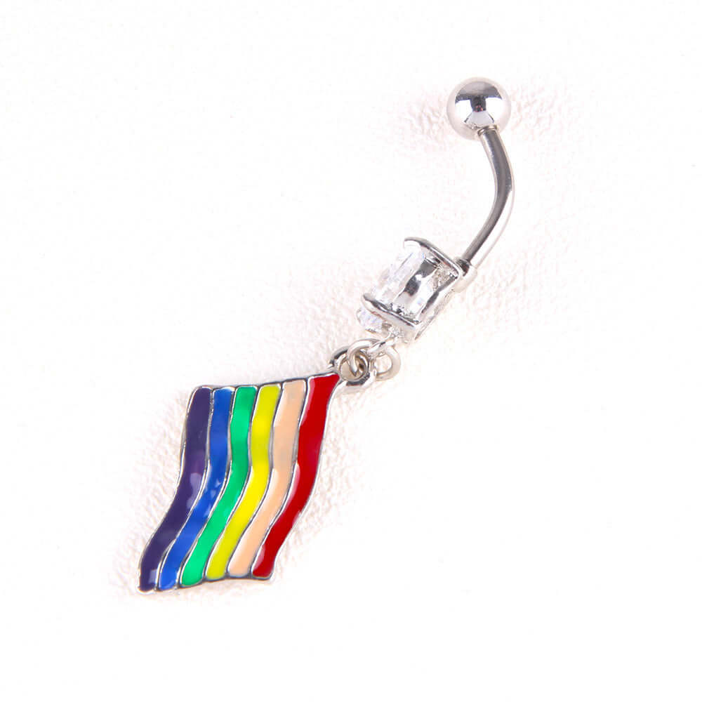 Colorful Flag Pendant Belly Rings - Trendy Navel Jewelry for Women | C248 | Perfect for Parties, Festivals & Body Piercing Fashion