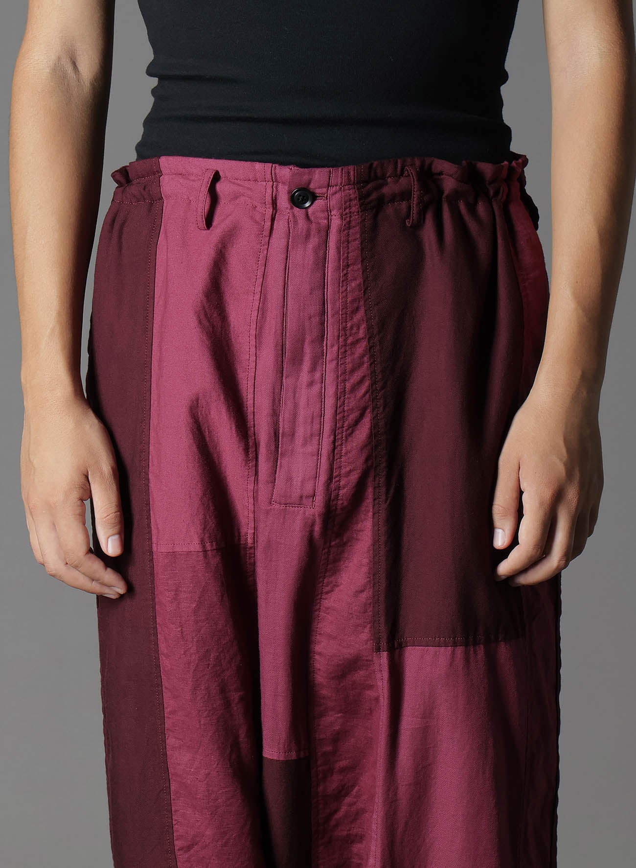 Cubism Patchwork Product Dyed Side Tape Salouel Pants - Trendy High Waist Loose Fit Trousers for Women | Casual Streetwear & Boho Fashion Outfits