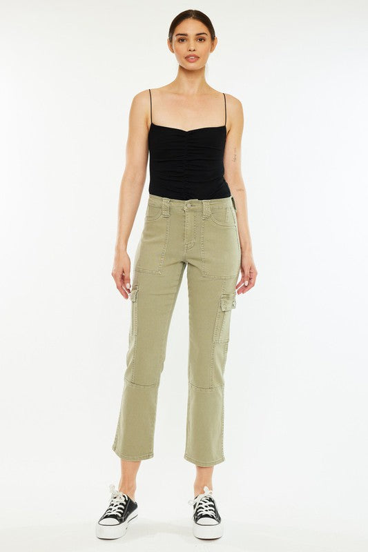Lavinia Women's High Rise Slim Straight Leg Cargo Pants - Stretch Comfort Fit for Work, Hiking & Casual Wear