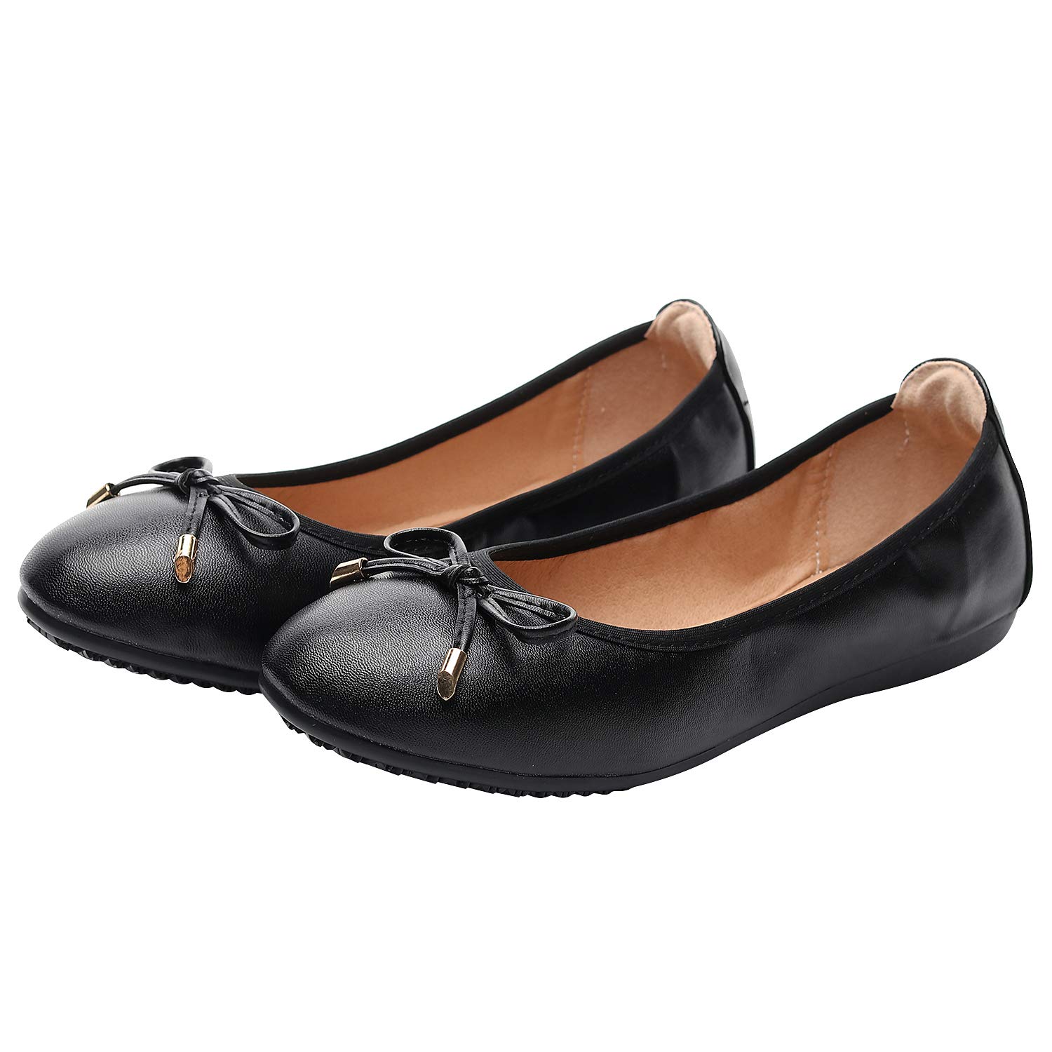 Rismart Women's Ballet Flats - Elegant Slip-On Bowknot Dance Shoes with Soft Sole for Ballroom, Wedding, and Casual Wear