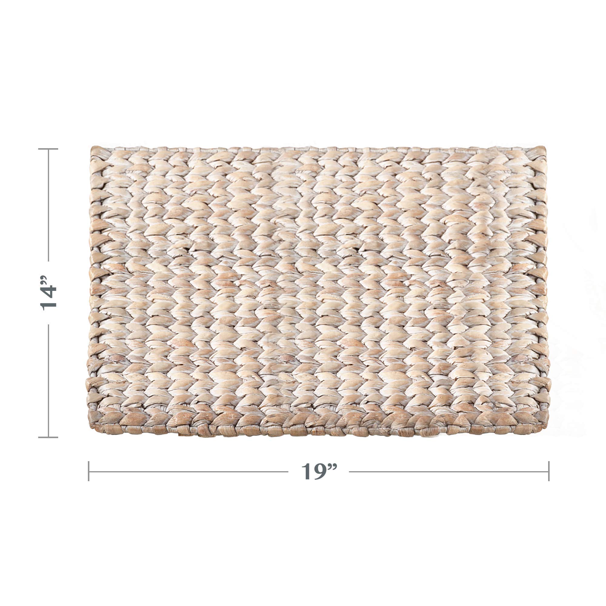 Natural Woven Water Hyacinth Placemats Set of 4 - Eco-Friendly White Table Mats for Dining, Kitchen, or Outdoor Picnic Use