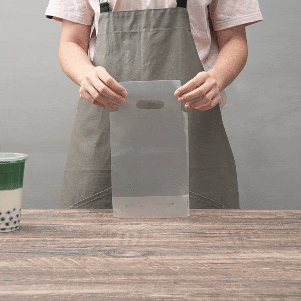 Clear Plastic Drink Carrier Bag - Holds 1 Cup (6.25