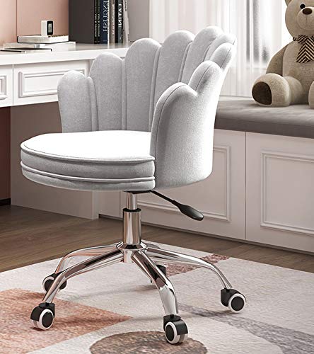 LHY SAVE Velvet Upholstered Adjustable Swivel Office Chair - Ergonomic Executive Desk Chair for Home Office, Living Room & Bedroom - Gray Accent Vanity Chair for Work, Study & Relaxation