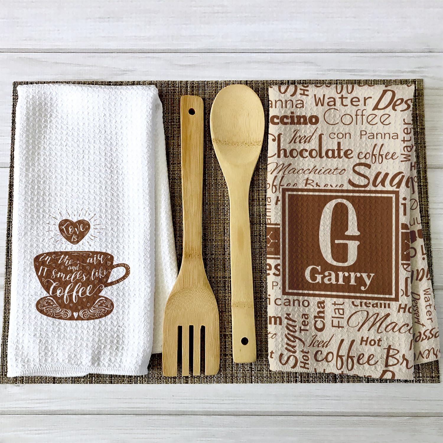 Custom Printed Coffee Lover Kitchen Towel - Absorbent Waffle Weave Dish Towel - Perfect for Coffee Shops, Home Kitchens & Gifts for Baristas