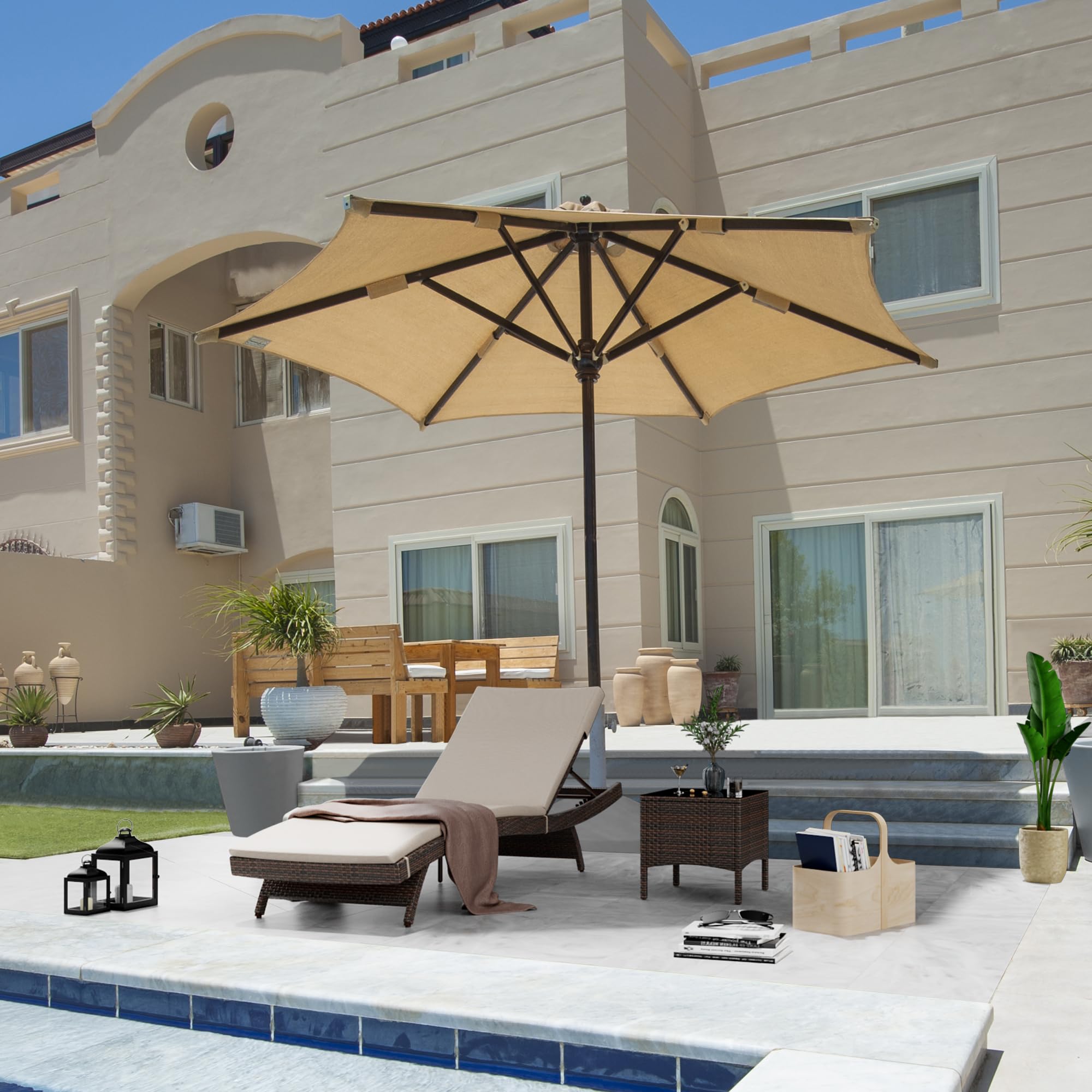 Pamapic 2-Piece Patio Chaise Lounge Set with Adjustable Backrest & Removable Cushion - Outdoor Poolside Lounge Chairs for Backyard, Porch, Deck & Garden Relaxation
