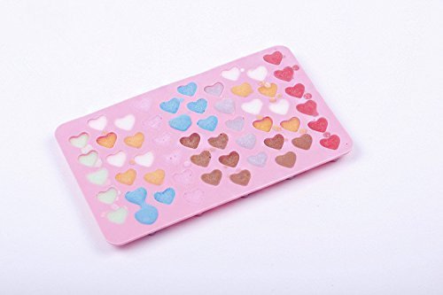 55-Piece Mini Heart Shaped Silicone Ice Cube Tray & Chocolate Mold - Pink for Valentine's Day, Cocktails, Baking & Party Decorations