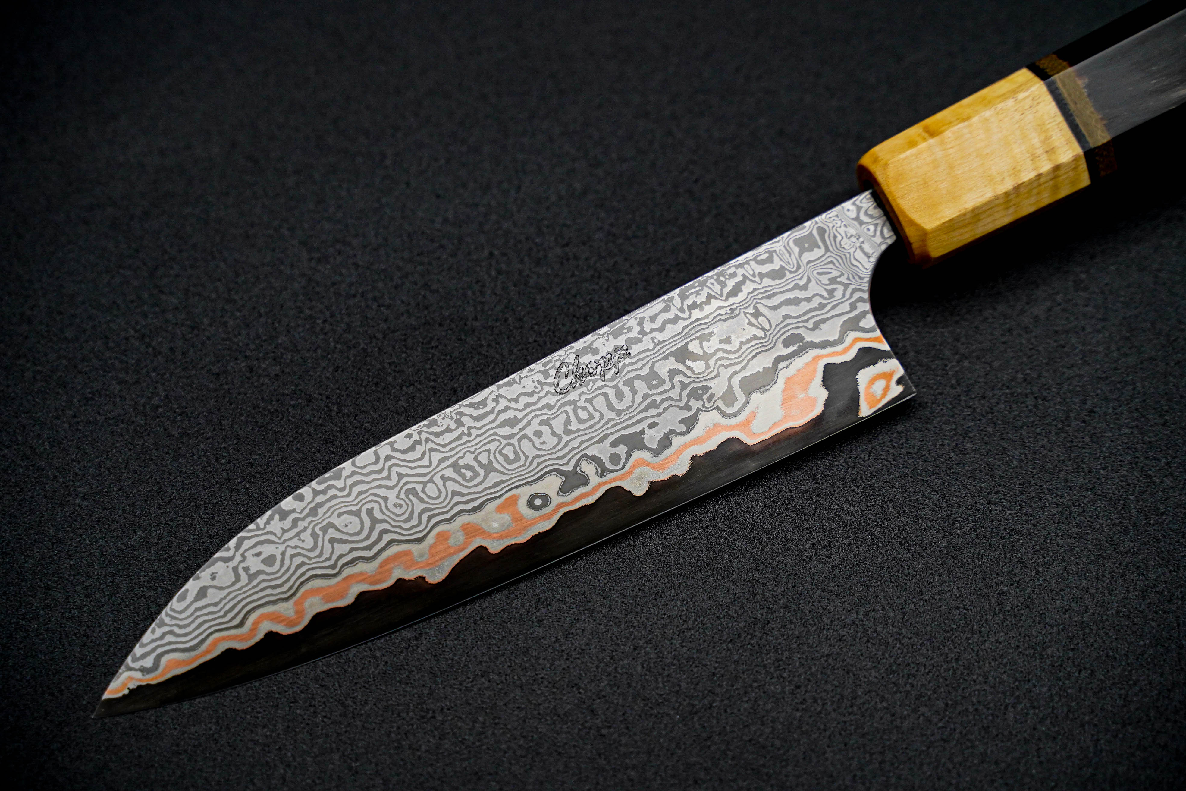 Premium Jamison Chopp 145mm Petty Knife - 1095 High Carbon Steel with CuMai Damascus Cladding - Perfect for Slicing, Dicing & Precision Kitchen Tasks