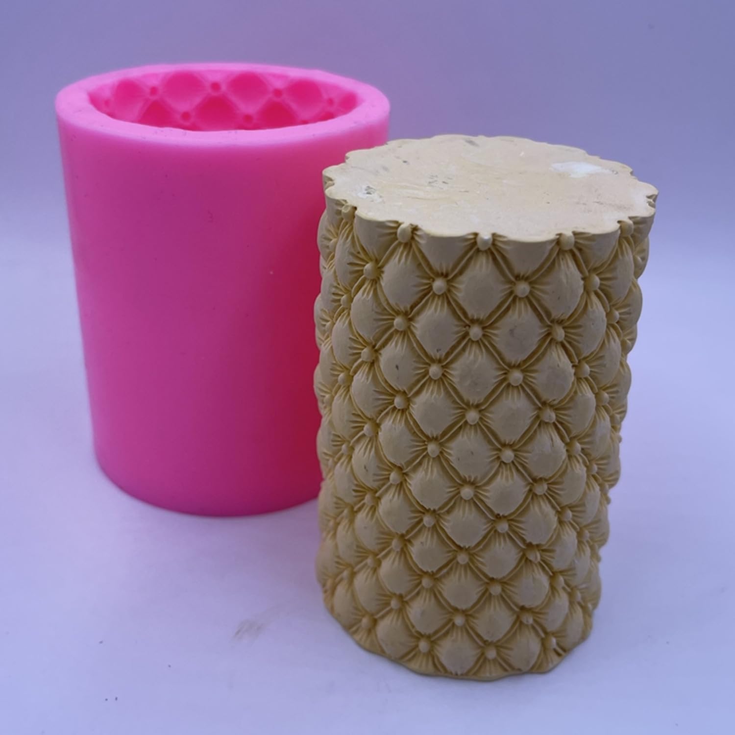 Premium Leather Grain Pillar Candle Mold - Handcrafted Scented Wax Molds for DIY Soy Wax, Beeswax & Resin Crafts - Silicone Candle Making Mould for Home Decor, Wedding Centerpieces & Gift Making