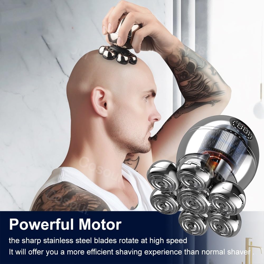 Professional 5-in-1 Electric Head Shaver for Men - Bald Head Shaver, Beard Trimmer & Hair Clipper | Smooth Shaving Machine for Bald Men | Perfect for Home, Travel & Grooming Kits