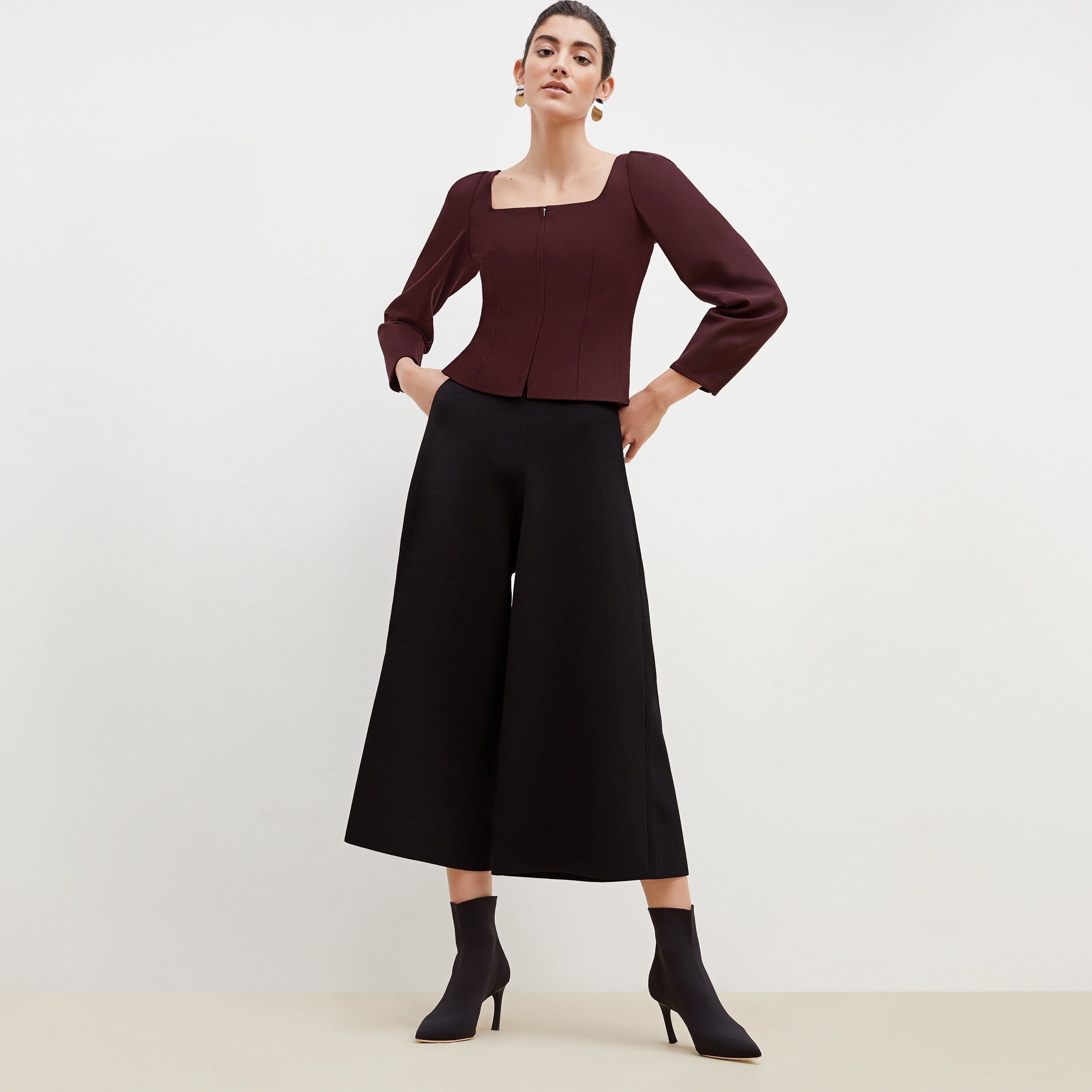 Rogala Stretch Culotte Jumpsuit & Knit Cardigan Set in Black | Comfortable Lounge Wear for Women | Perfect for Yoga, Travel, and Casual Outings