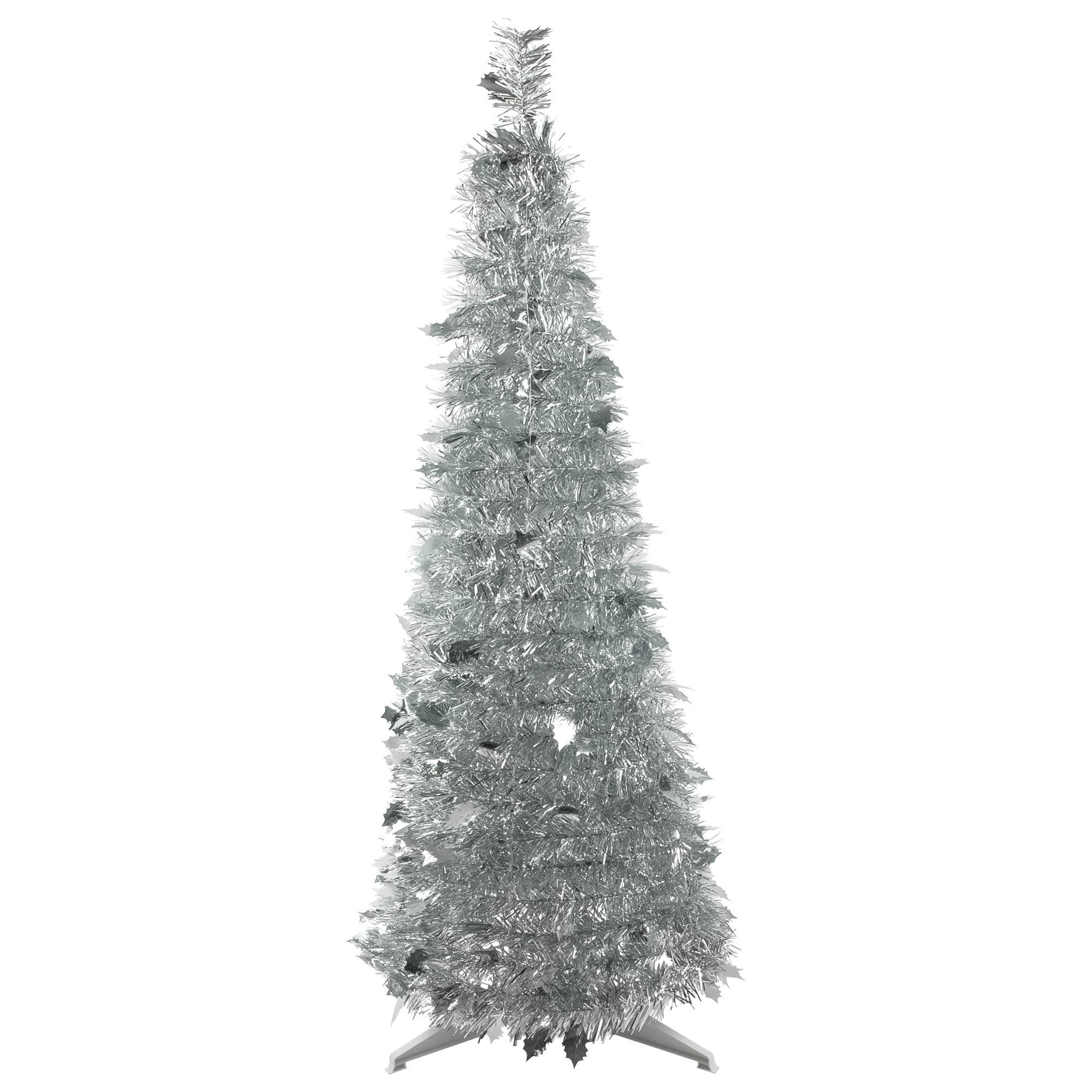 Northlight 4 Foot Silver Tinsel Pop-Up Artificial Christmas Tree - Unlit | Perfect for Holiday Decor, Office Parties & Small Space Christmas Decorations