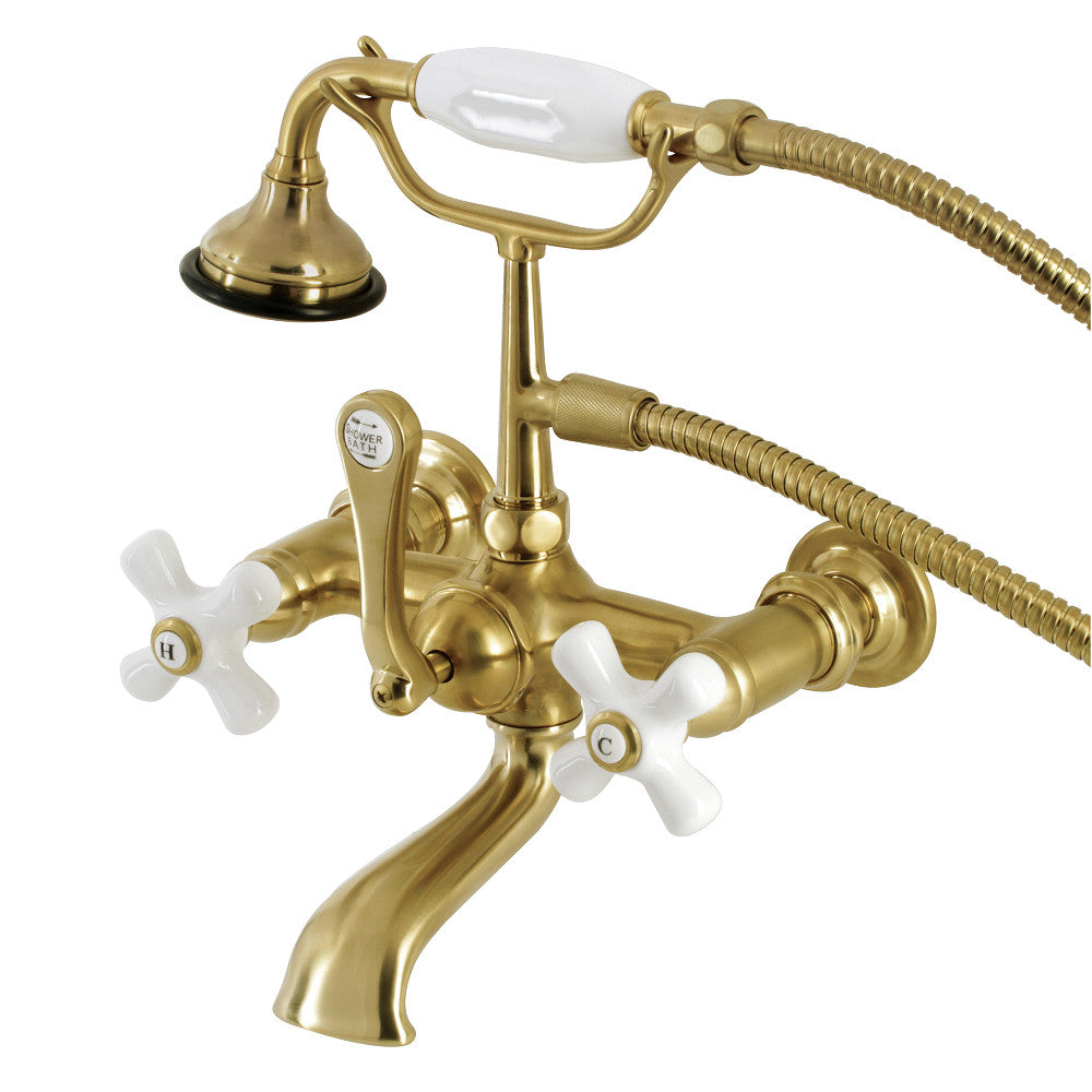 Kingston Brass AE559T5 Vintage 7-Inch Wall Mount Tub Faucet with Hand Shower - Antique Bronze Finish for Bathroom & Shower - Perfect for Classic and Retro Home Decor