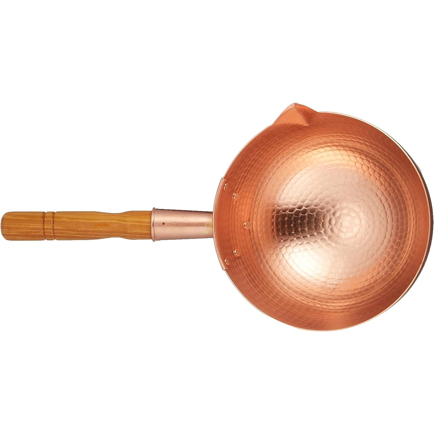 Marushin Hammered Copper Saucepan 2.4L (21cm) - Premium Japanese Cookware for Professional Chefs & Home Cooking - Perfect for Sauces, Stews & Slow Simmering