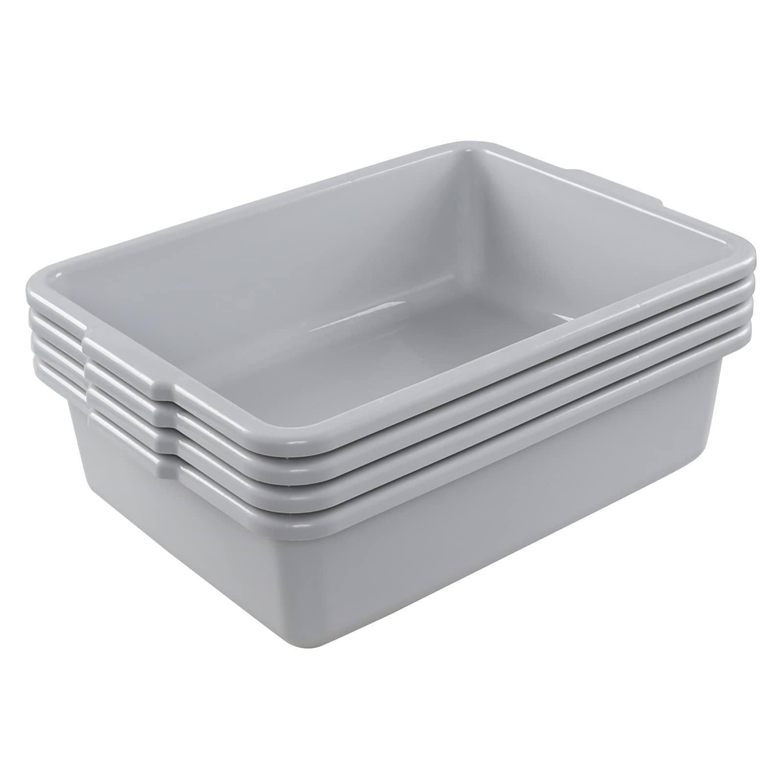 24L Plastic Commercial Bus Tubs - Heavy Duty Utility Bus Boxes 4 Pack for Restaurant, Catering & Food Service Storage
