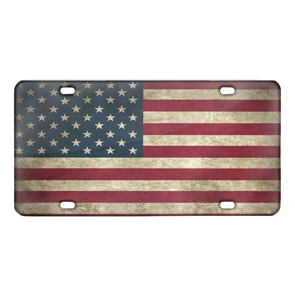 GOSTONG Rusted Freedom Flag Metal License Plate - 6x12 Inch for Cars & Trucks - Durable Auto Decoration