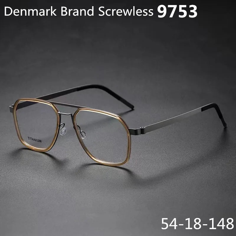 Stylish Unisex Square Full Rim Double Bridge Titanium Acetate Eyeglasses 9753 - Perfect for Work, Reading & Fashion Accessories