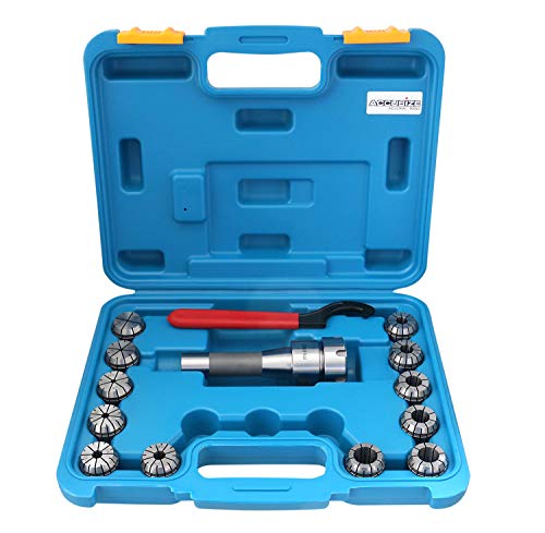 Accusize Industrial Tools 12-Piece ER-32 Collet Set with R8 Bridgeport Shank Holder & Wrench in Fitted Box (0223-0974) - Perfect for CNC Milling, Lathe Work & Precision Machining