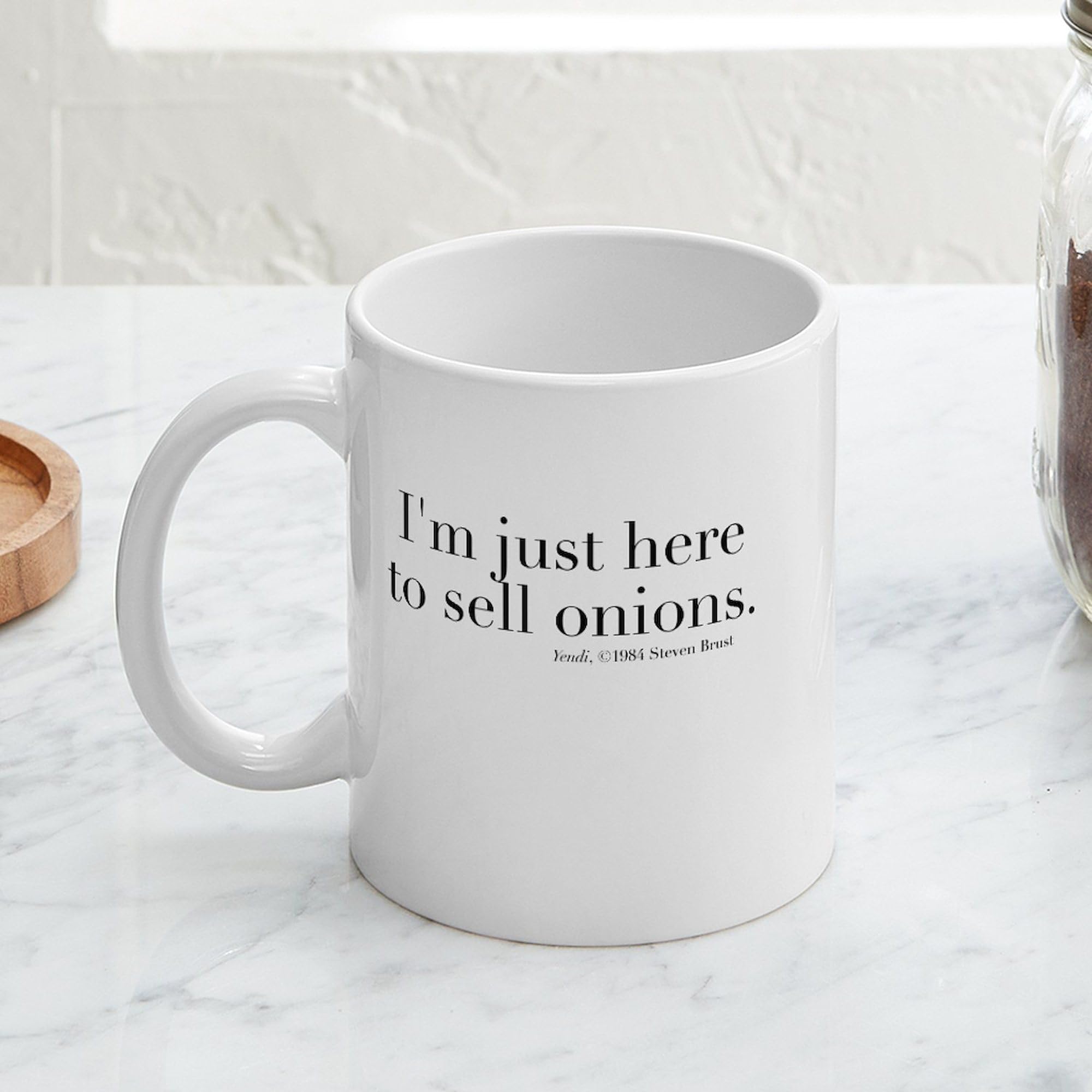CafePress Just Here To Sell Onions Klava Coffee Mug - 11 oz (325 ml) White Ceramic Cup for Coffee, Tea & Hot Drinks - Perfect for Home, Office & Gifts