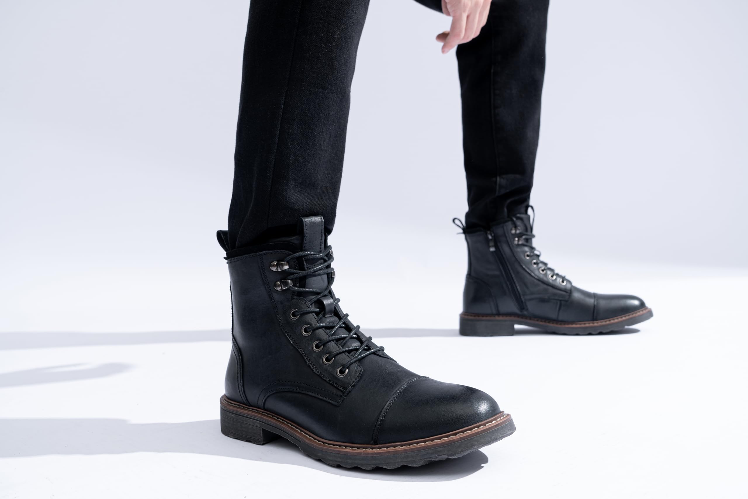 Vostey Men's Waterproof Chukka Boots - Motorcycle & Casual Leather Boots for Men | Durable Outdoor, Riding & Everyday Wear