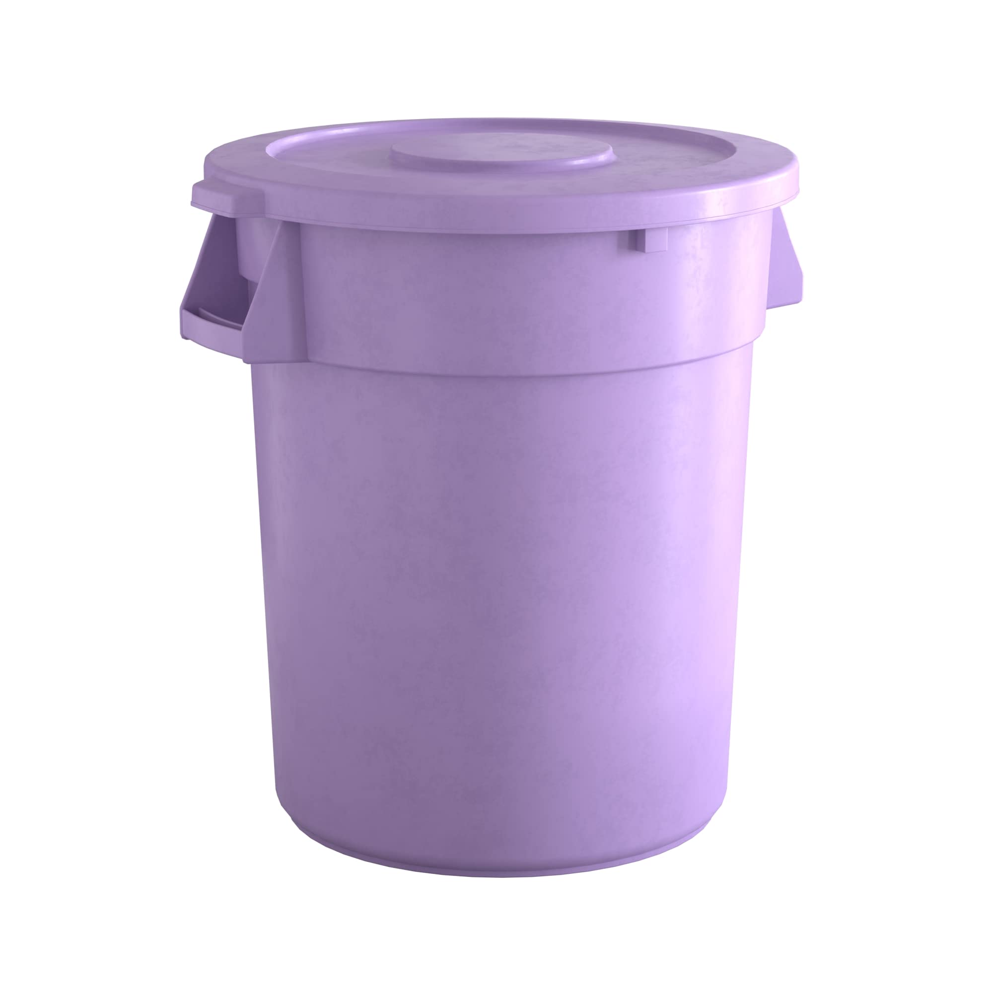 32 Gallon Purple Round Commercial Trash Can with Lid - Heavy Duty Waste Bin for Restaurants, Offices & Outdoor Use - Durable Plastic Garbage Can with Secure Lid for Odor Control
