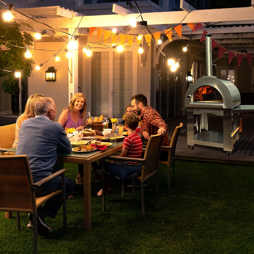 Premium Wood-Fired Pizza Oven Kit with Double-Wall Insulation & Cordierite Stone - Heavy Duty Stainless Steel Outdoor Pizza Maker with 9 Professional Accessories - Perfect for Backyard, Patio, and Camping Pizza Parties