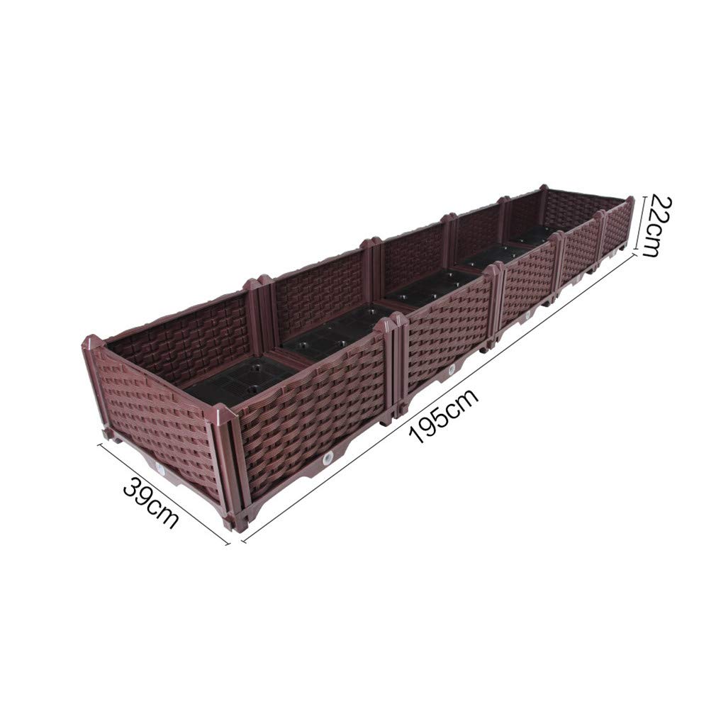Hershii 76.77 x 15.35 x 8.66 Inch Brown Plastic Raised Garden Bed Kit - Rectangular Planter Box for Vegetables, Herbs, Flowers & Succulents - Indoor & Outdoor Gardening Container - Perfect for Patio, Balcony, Backyard & Urban Farming
