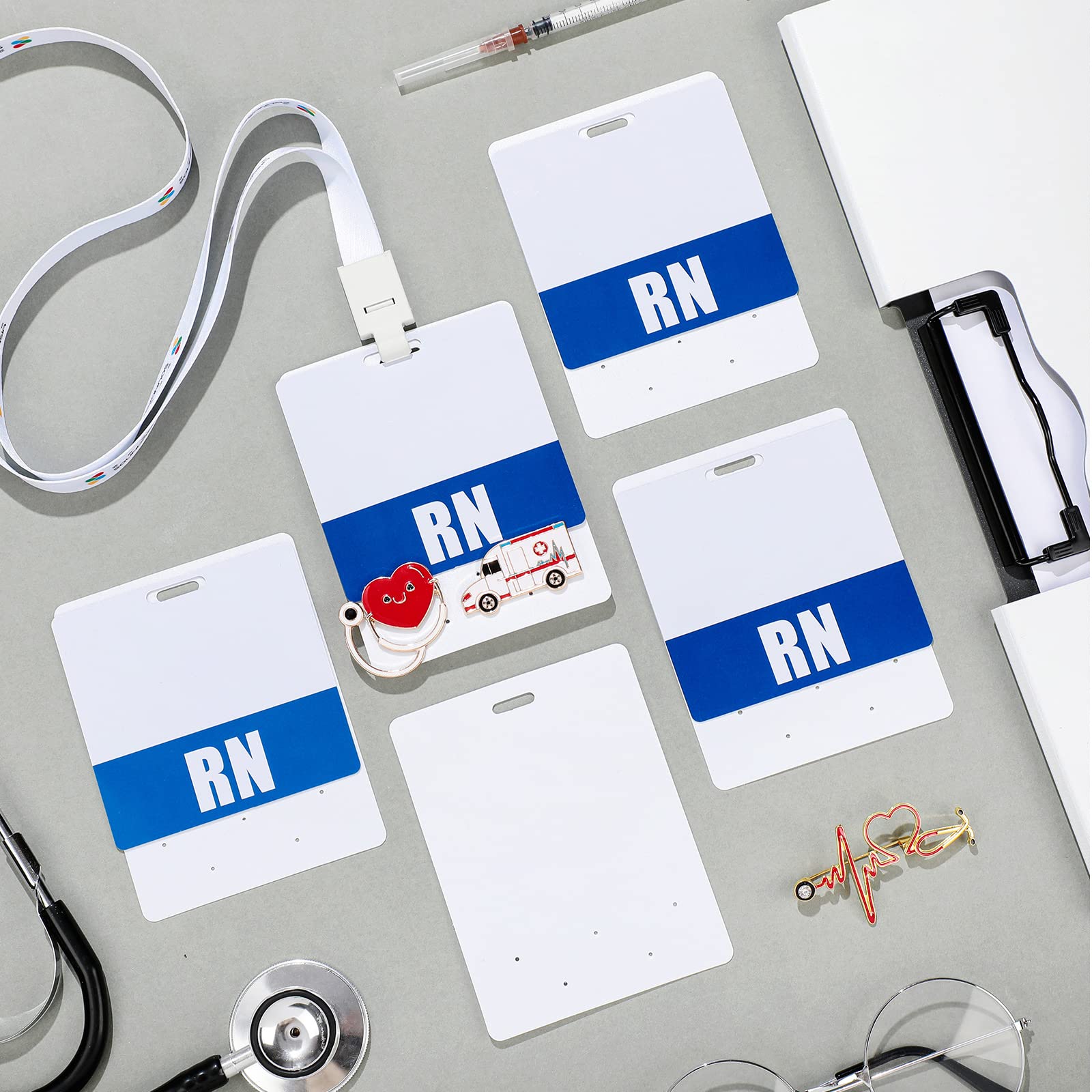 10-Pack Blank White Badge Buddy Pin Holders for Nursing Pins - Horizontal ID Card Display for Nurses, Doctors & Medical Students - Perfect for Hospital Shifts, Clinical Rotations & Healthcare Conferences